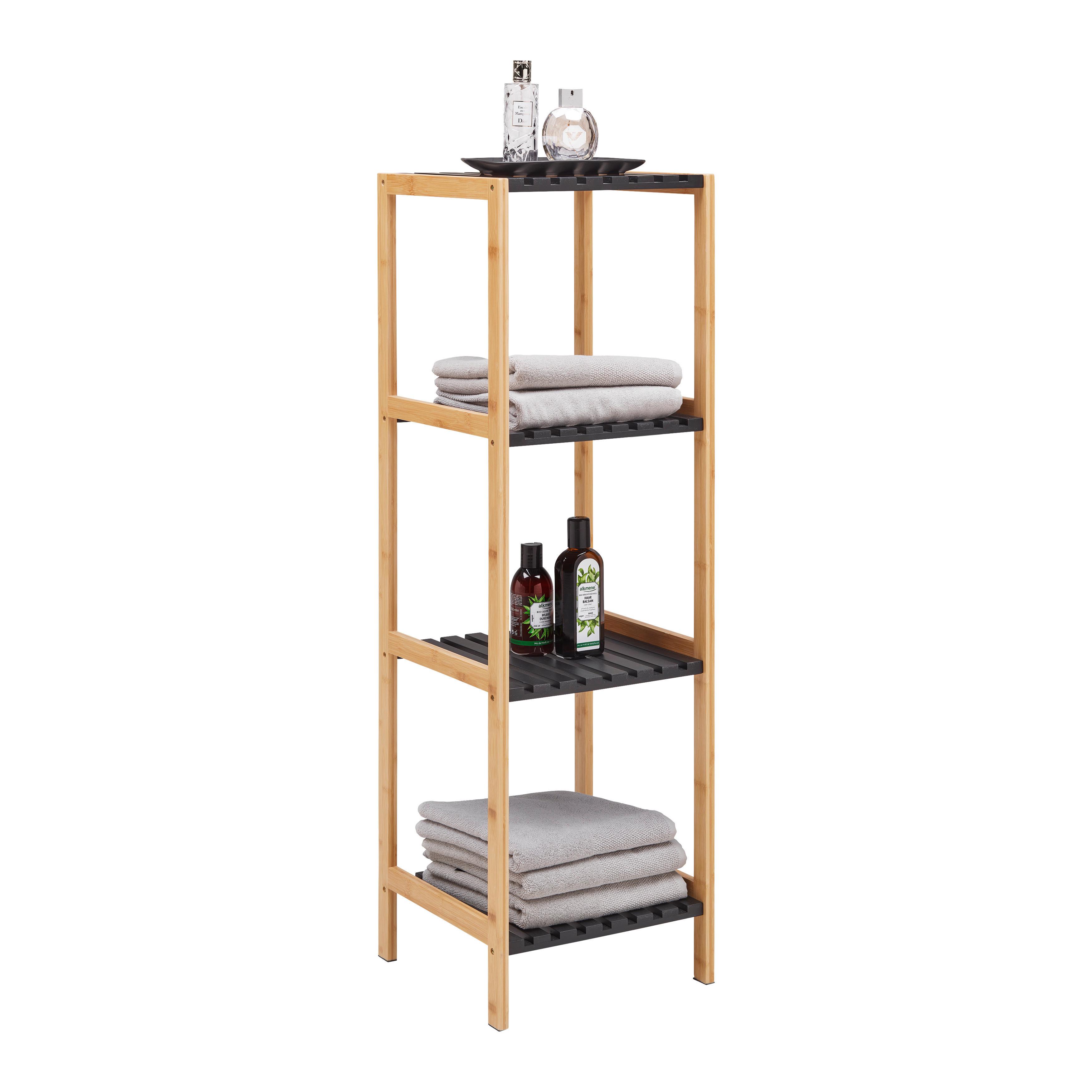 HYLLA ELSA -EXKLUSIV- - svart/naturfärgad, Modern, trämaterial/naturmaterial (34/110/33cm) - Mömax