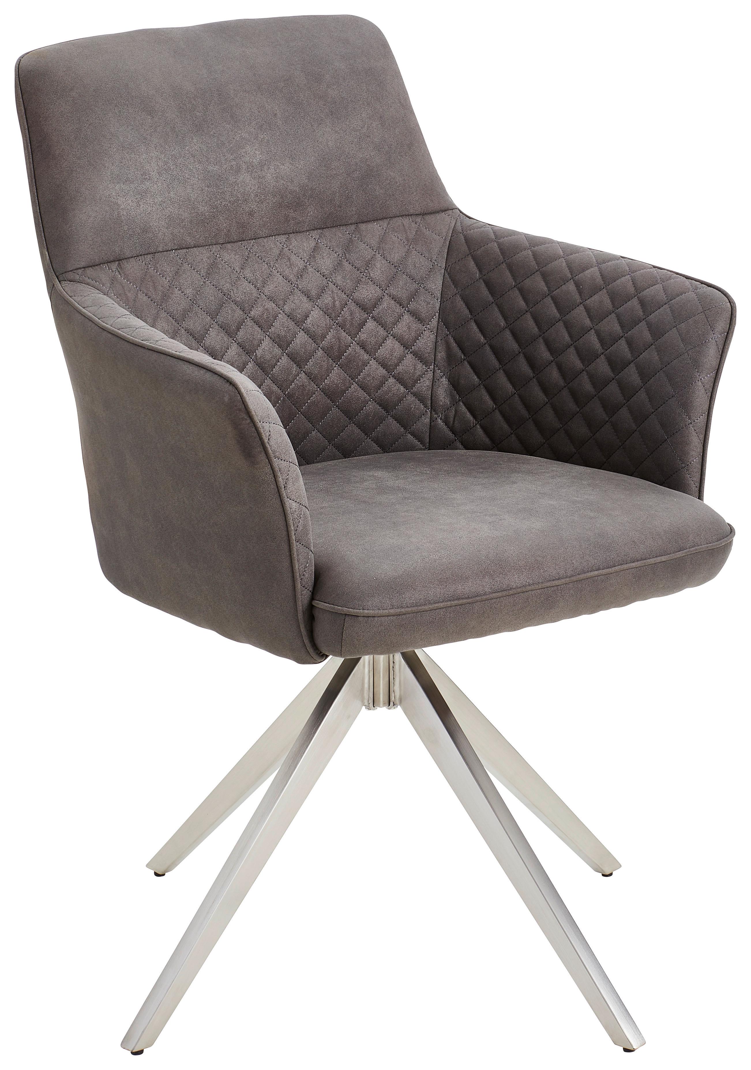 KRZESŁO Z PODŁOKIETNIKAMI KIM - kolor stalowy/szary, Basics, metal/tkanina (62/90/63cm) - MID.YOU