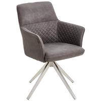 KRZESŁO Z PODŁOKIETNIKAMI KIM - kolor stalowy/szary, Basics, metal/tkanina (62/90/63cm) - MID.YOU