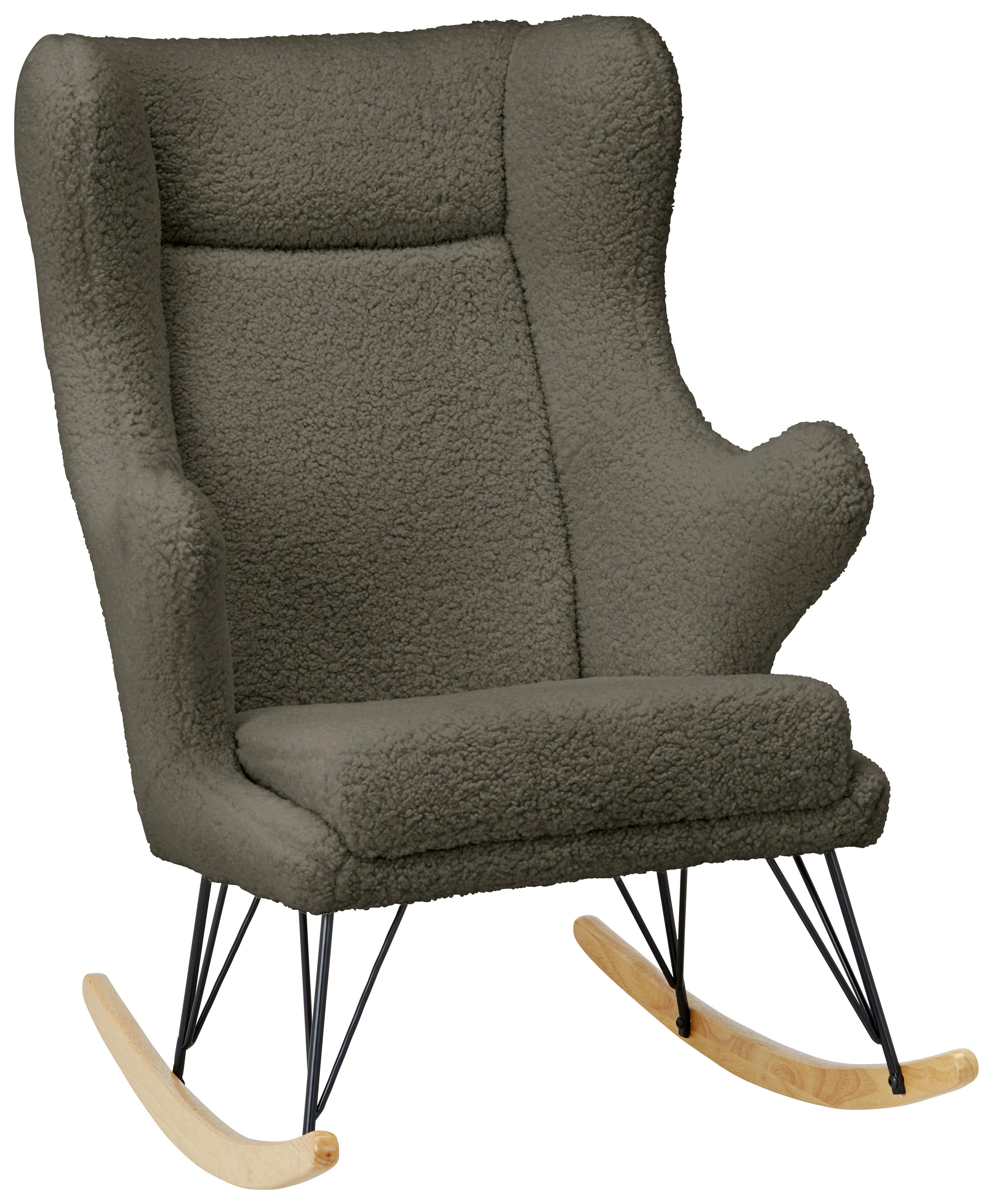 Schaukelstuhl Shawn in Grün/Schwarz/Ecru - Ecru/Schwarz, Romantik / Landhaus, Holz/Textil (76/109/111cm) - Zandiara