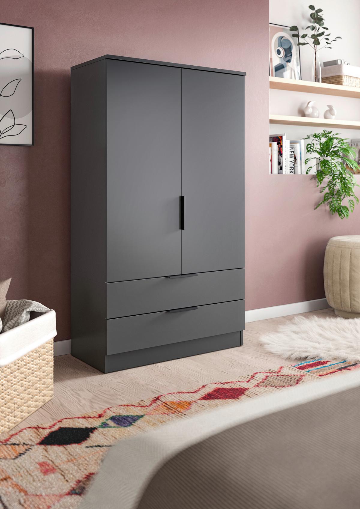 Drehtürenschrank KOPENHAGEN Anthrazit - Anthrazit/Schwarz, MODERN, Holzwerkstoff/Kunststoff (80/140/37cm) - Livetastic