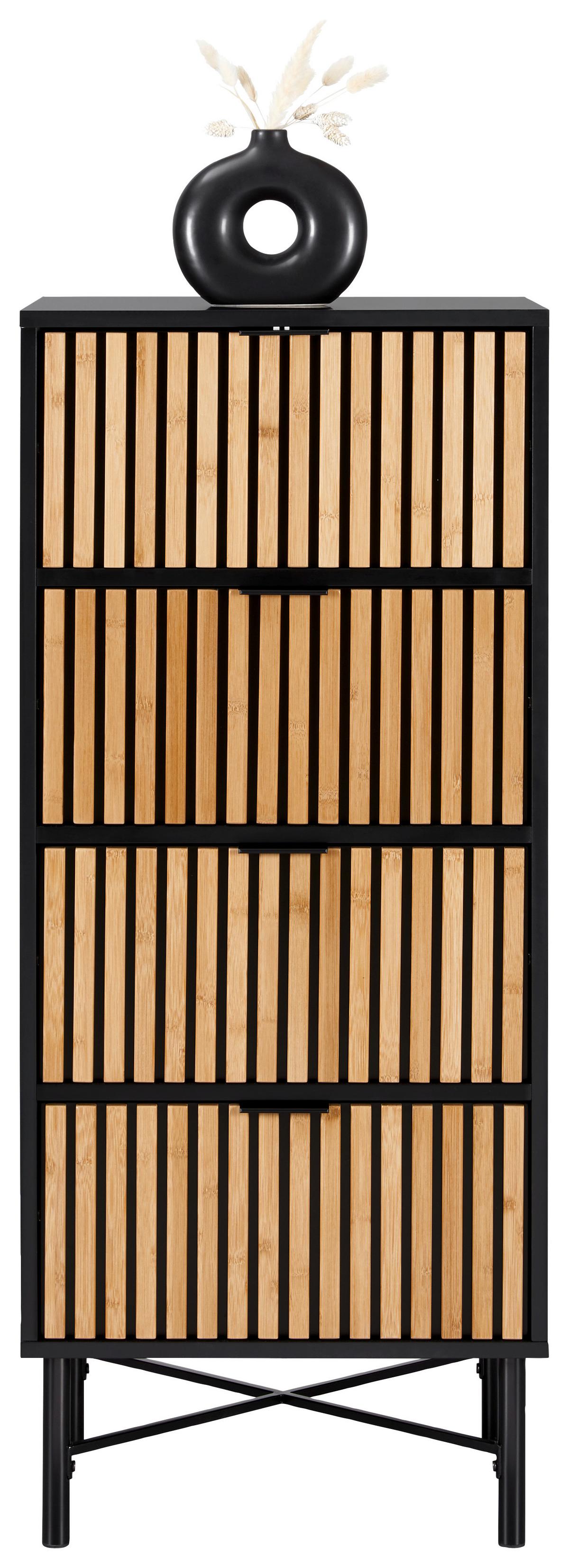 Kommode Madrid Natur/Schwarz Echtholz - Schwarz/Naturfarben, MODERN, Holz/Holzwerkstoff (48/114/40cm) - Mömax