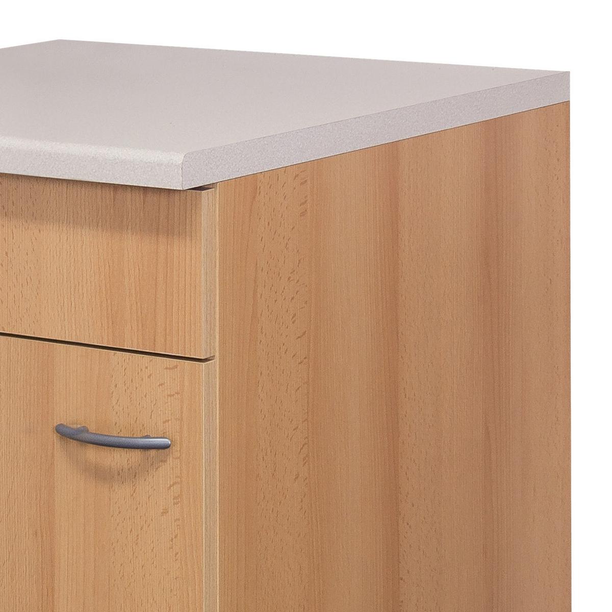 Küchenunterschrank "Nano" , Buche - Edelstahlfarben/Beige, MODERN, Holzwerkstoff/Kunststoff (60/85/57cm) - FlexWell