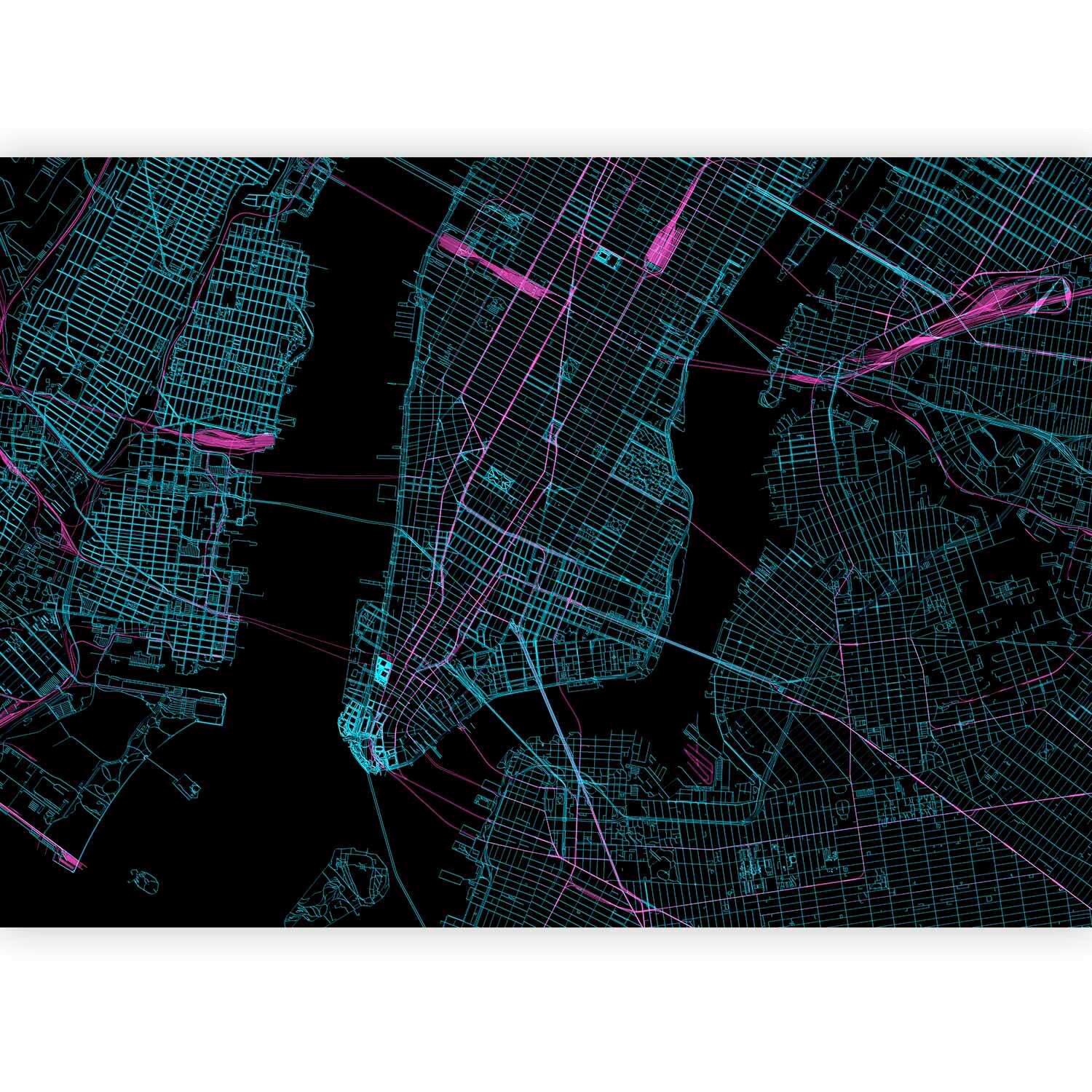 Fototapeta Blue Manhattan, 450x315cm - roza/turkizna, Trendi, tekstil (450/315cm) - artgeist