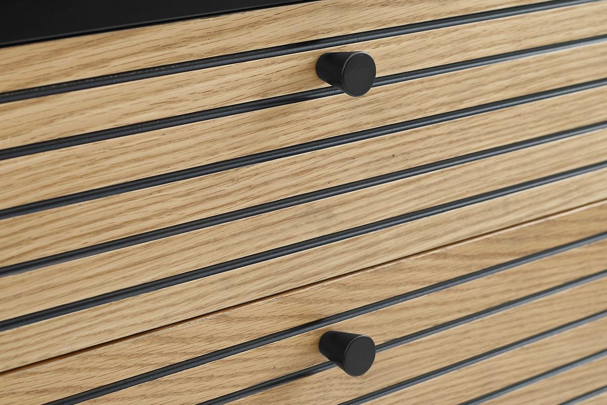 Majhna Nočna Omarica Night, Črna, Barva Hrasta - črna/barve hrasta, Design, kovina/leseni material (50/50/40cm) - Livetastic