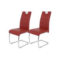 Schwingstuhl-Set Flora 2er-Set ca. 43x98cm Lederlook Bordeaux - Chromfarben/Bordeaux, MODERN, Textil/Metall (43/98/59cm) - MID.YOU