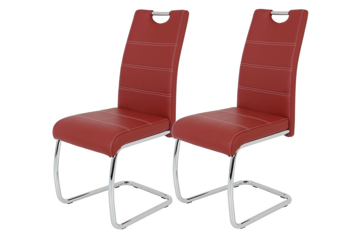 Schwingstuhl-Set Flora 2er-Set ca. 43x98cm Lederlook Bordeaux - Chromfarben/Bordeaux, MODERN, Textil/Metall (43/98/59cm) - MID.YOU