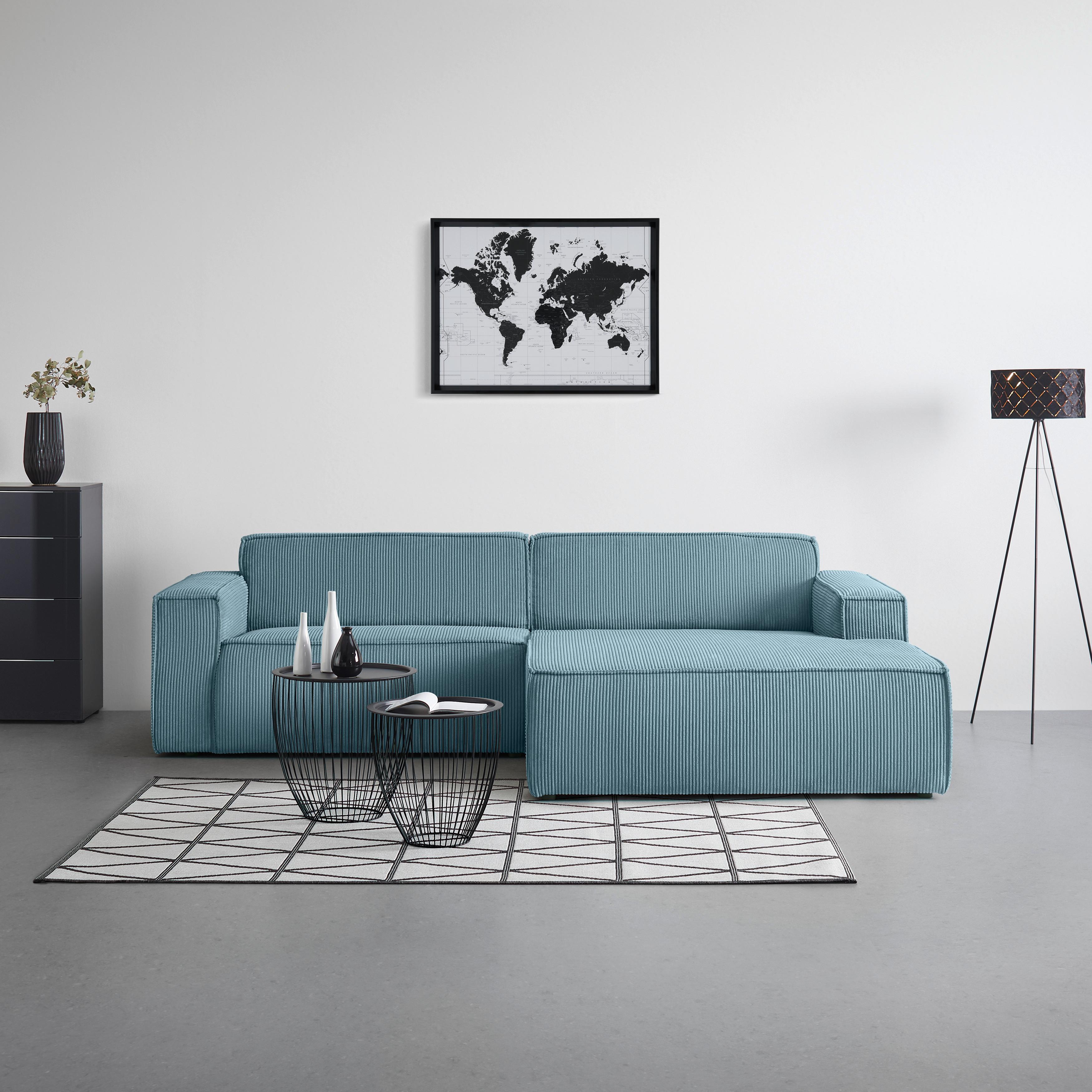 Wohnlandschaft Loft in Türkis - Türkis/Schwarz, MODERN, Kunststoff/Textil (265/75/172cm) - Mömax
