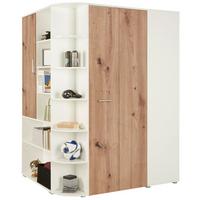 Eckschrank Young Weiß/Eiche Artisan - Alufarben/Weiß, KONVENTIONELL, Holzwerkstoff/Kunststoff (124/198/148cm) - Mömax
