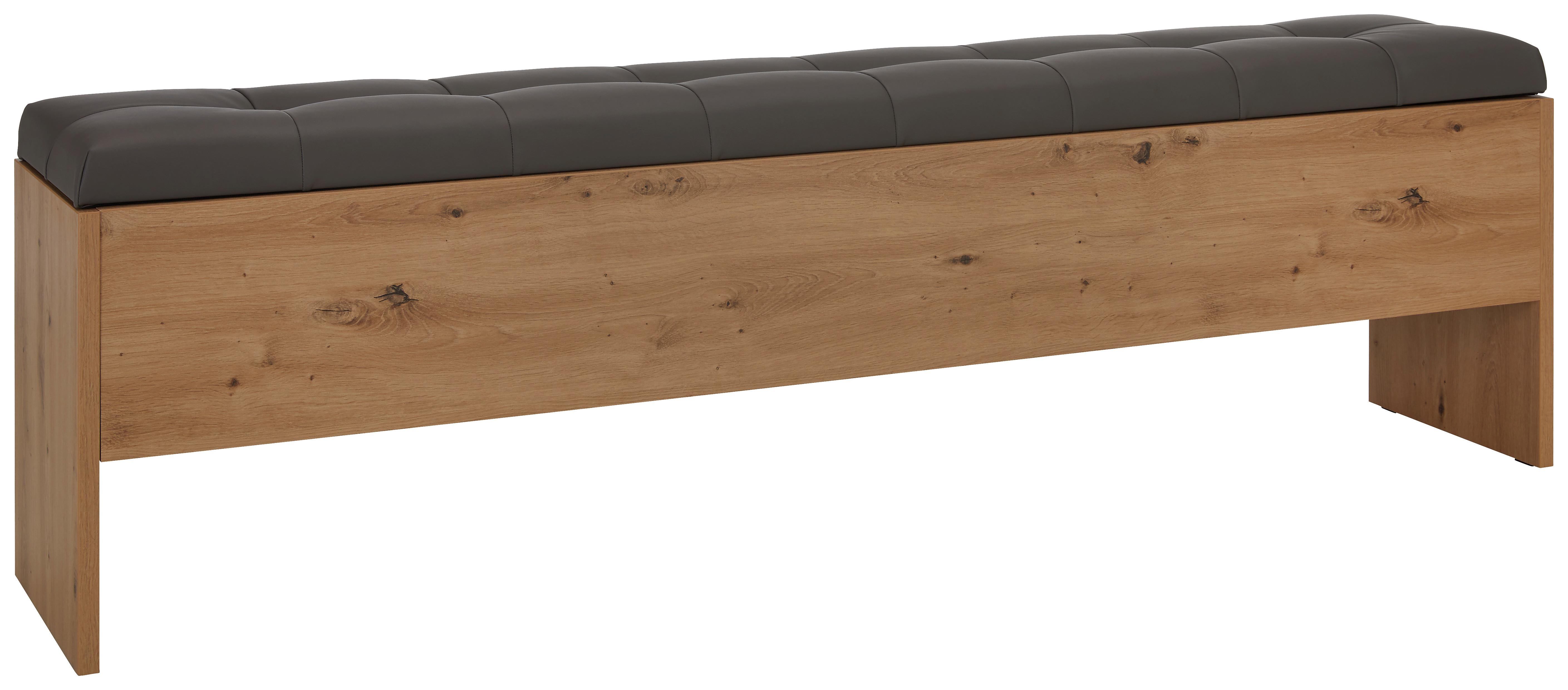 Banca dormitor Chanton - gri închis/culoare lemn stejar, Modern, plastic/metal (185/56/36,8cm) - Mömax