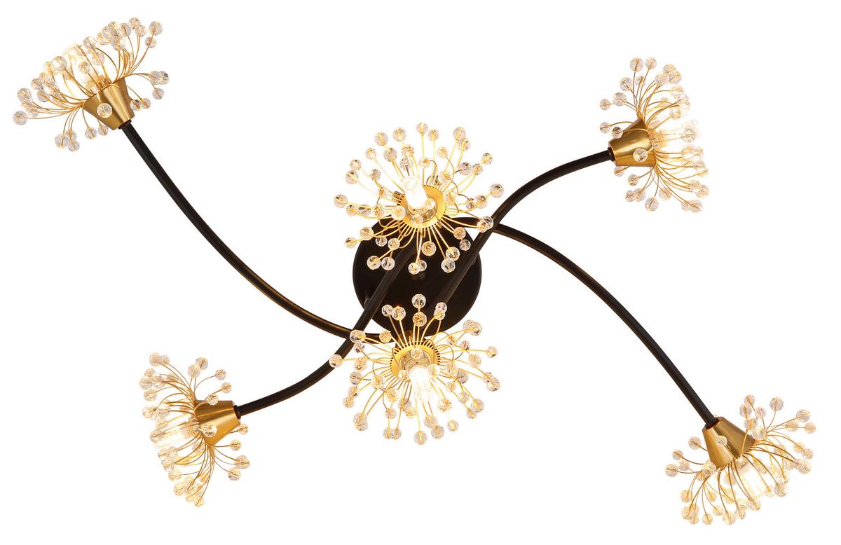 DECKENLEUCHTE 16054-6D FIORE - Klar/Goldfarben, Design, Kunststoff/Metall (74/43/22cm) - Globo