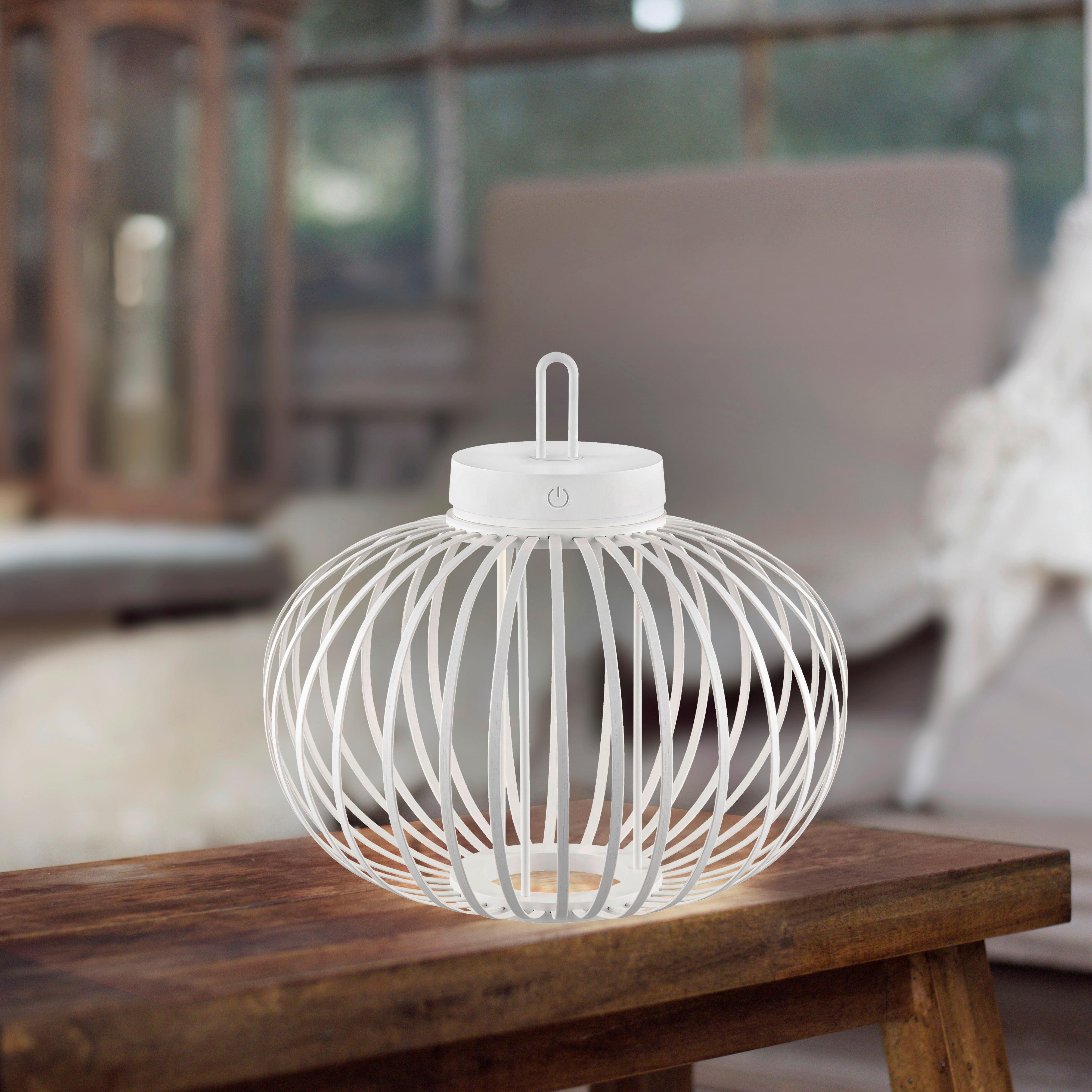 Akku-Tischleuchte Akuba Weiß max. 1,5 Watt - Weiß, Basics, Holz/Kunststoff (36/36/33cm)