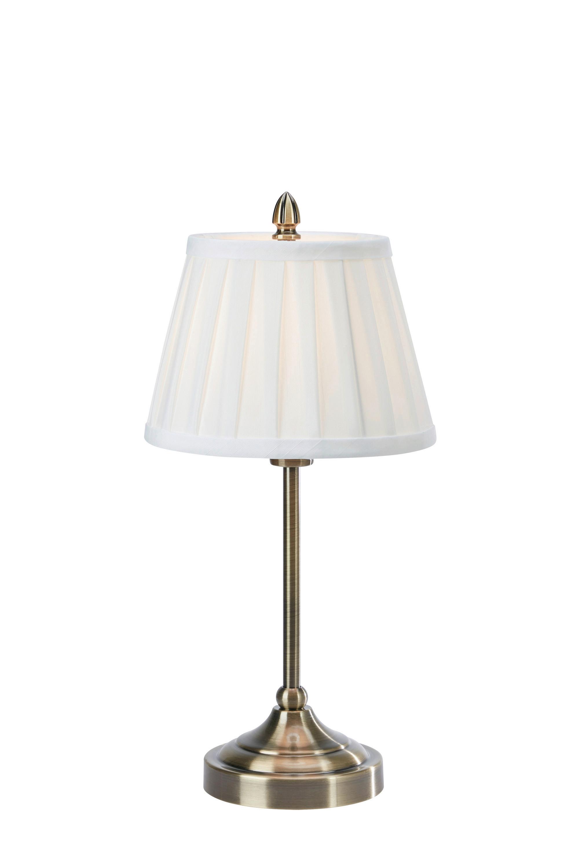 Tischleuchte Markslöjd Oxford Weiß max. 40 Watt - Messingfarben/Weiß, Design, Textil/Metall (20/20/38,5cm) - Markslöjd