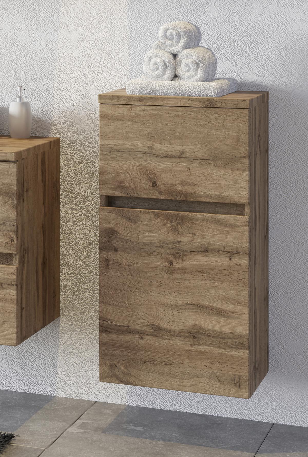 Unterschrank Pienza B: 40 cm Eiche Wotan Dekor - Eiche Wotan/Silberfarben, MODERN, Holzwerkstoff/Kunststoff (40/81,5/35cm) - Held
