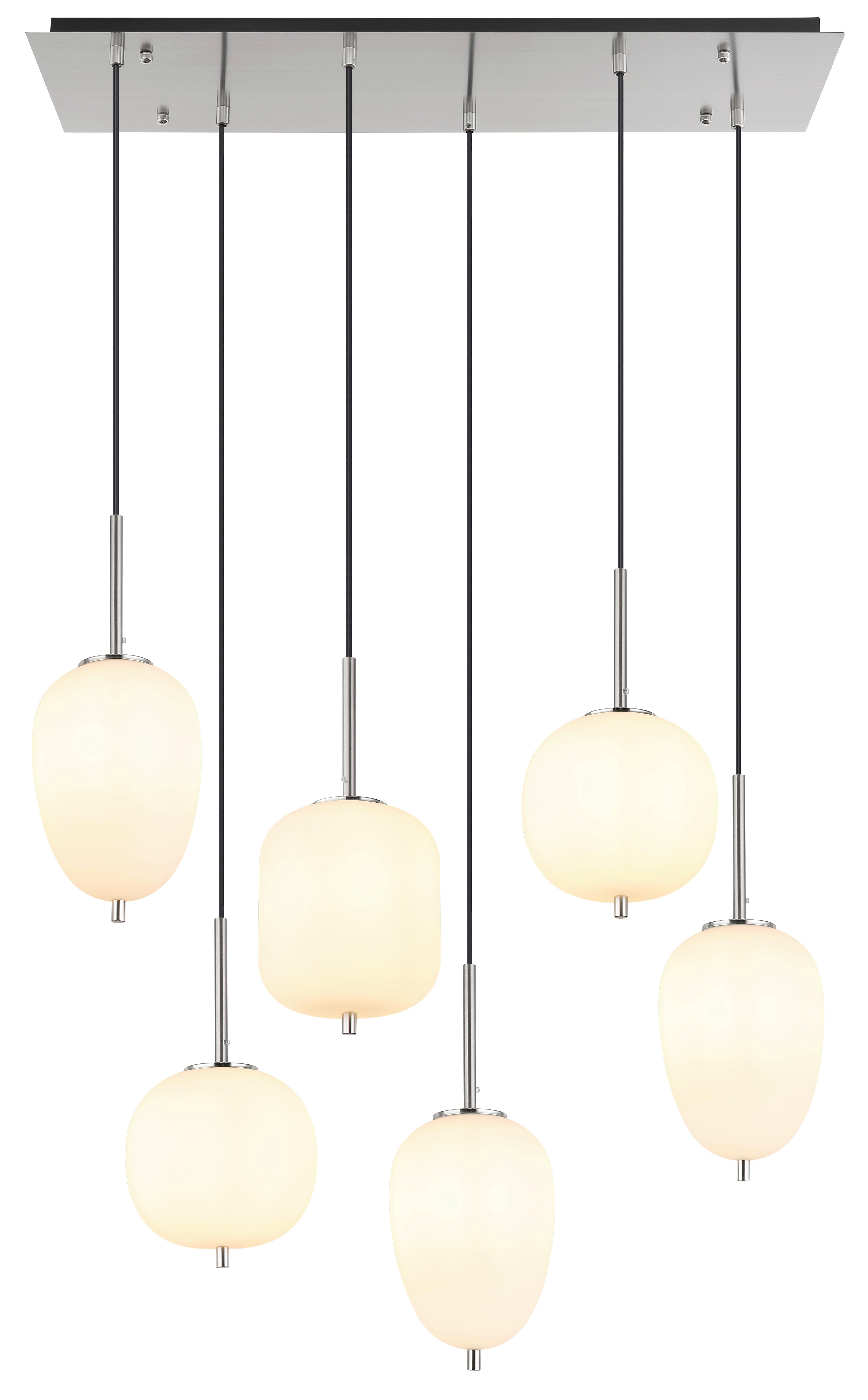 Hängeleuchte Blacky I Opal/Nickelfarben max.40Watt - Opal/Nickelfarben, Basics, Glas/Metall (80/34/120cm) - Globo
