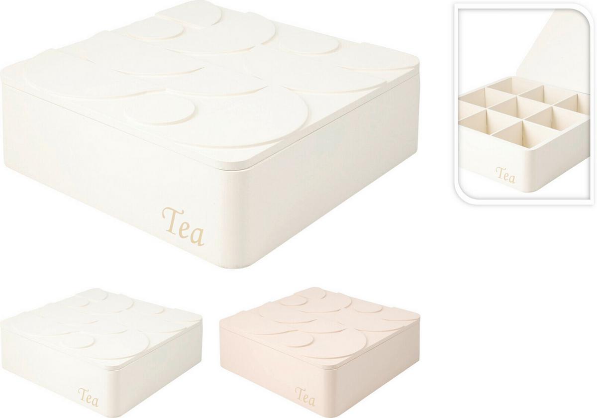 Teásdoboz Tea - terrakotta/fehér, Basics, műanyag (24/7,5/24cm)