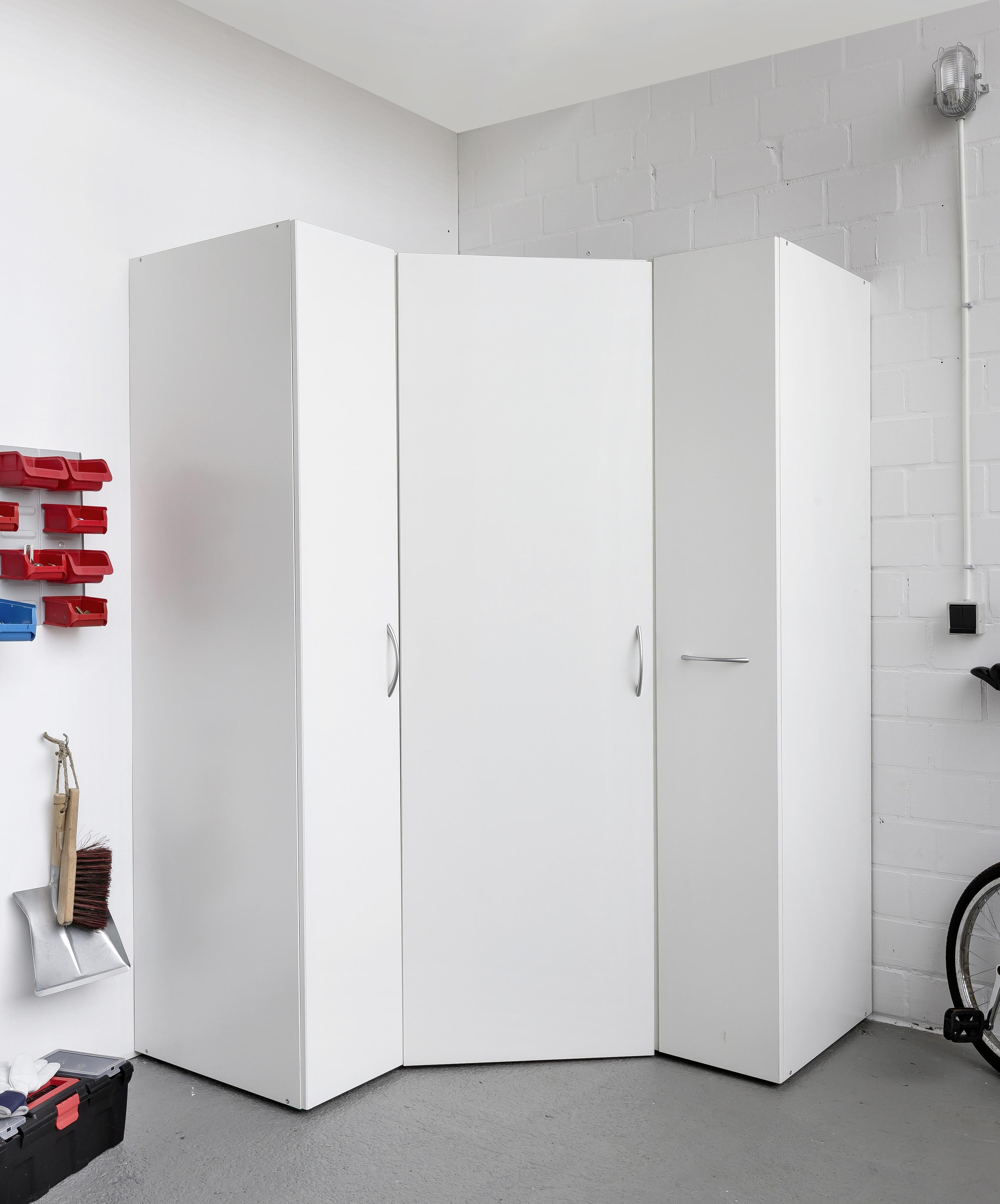 SZAFA NAROŻNA MULTIRAUMKONZEPT - biały/kolor aluminiowy, Konventionell, materiał drewnopochodny/tworzywo sztuczne (80/185/80cm) - Xora