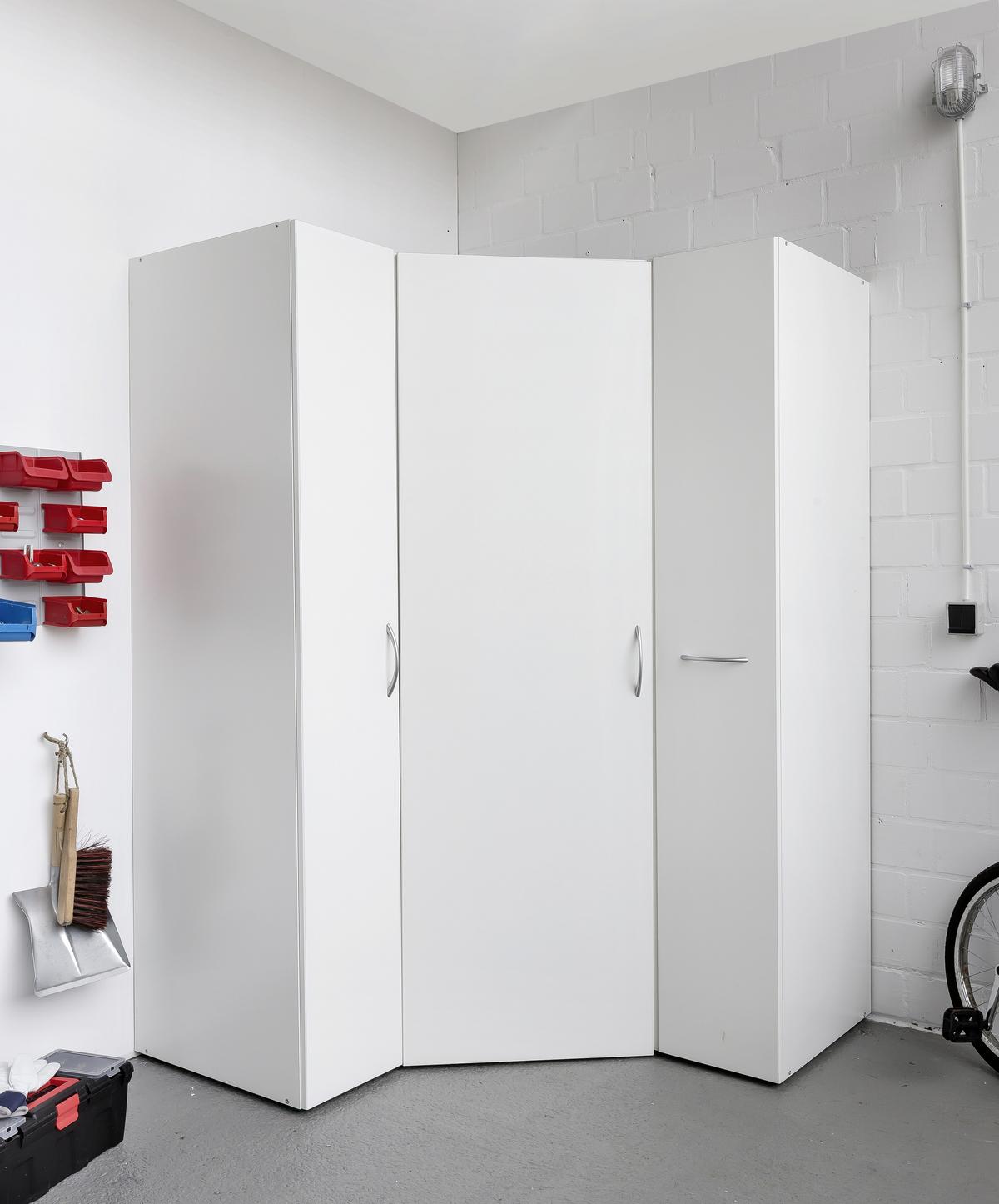 SZAFA NAROŻNA MULTIRAUMKONZEPT - biały/kolor aluminiowy, Konventionell, materiał drewnopochodny/tworzywo sztuczne (80/185/80cm) - Xora