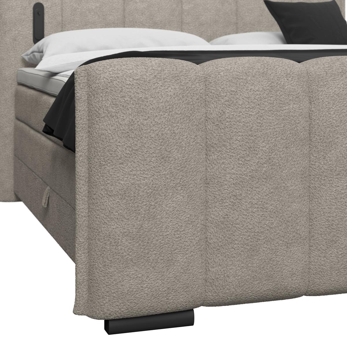 Boxspring Krevet Elysia - prirodne boje/crna, Trend, drvni materijal/drvo (160/220cm) - Premium Living