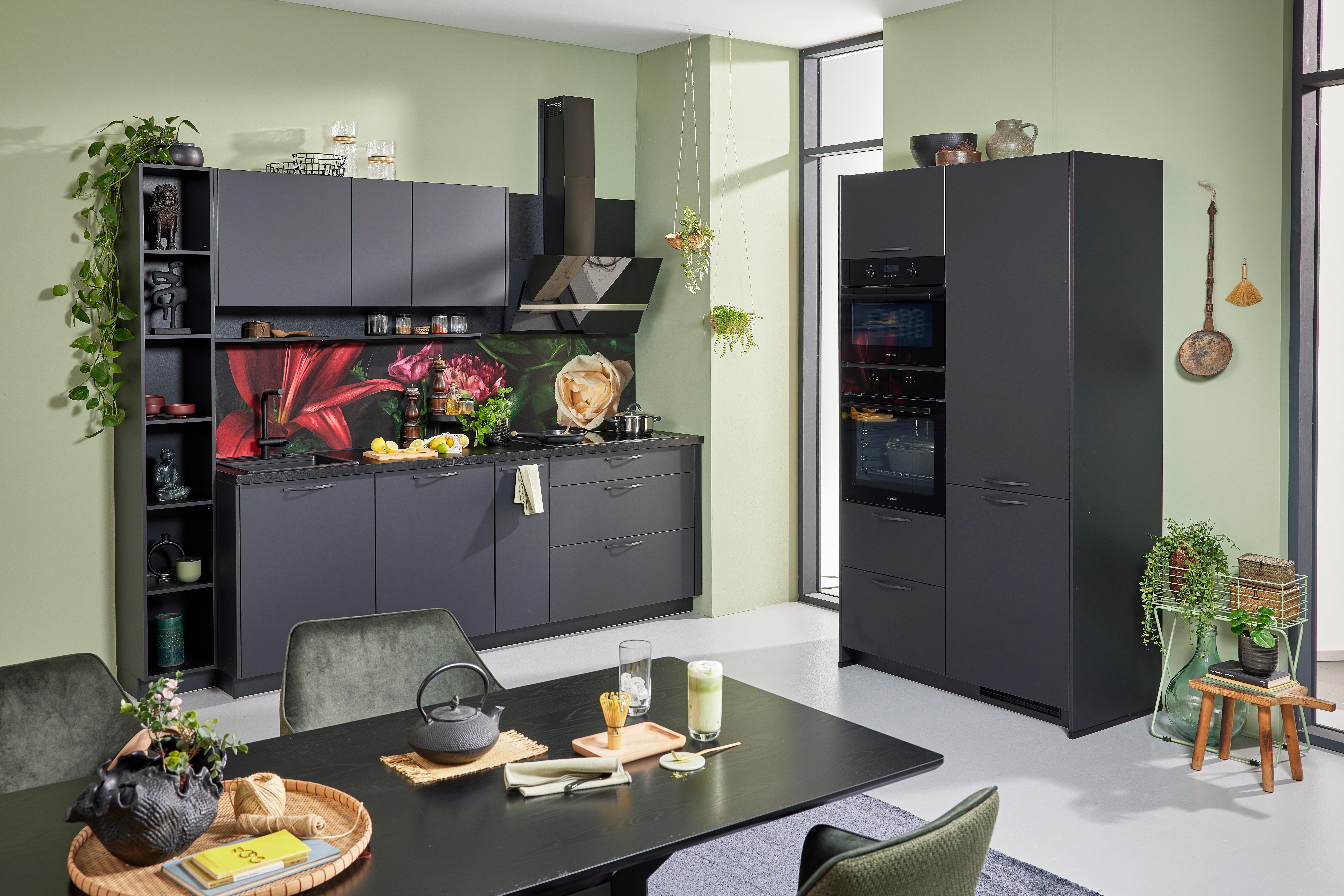 Eckküche Easytouch in Graphitfarben/Schwarz - Graphitfarben/Schwarz, Holzwerkstoff (123/277cm) - Nobilia