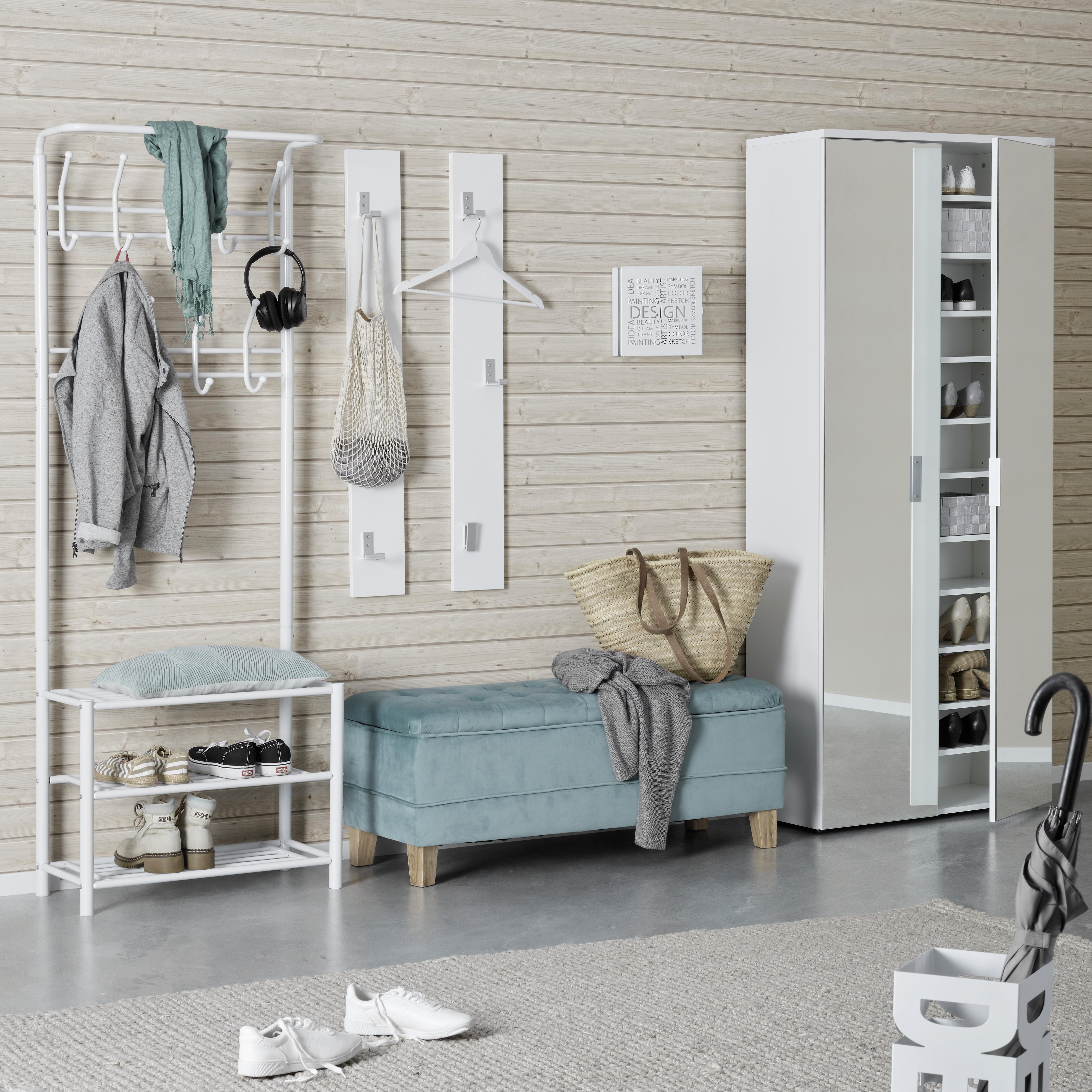 Schuhschrank in Weiß - Silberfarben/Weiß, MODERN, Glas/Holzwerkstoff (80/190/35cm) - Mömax