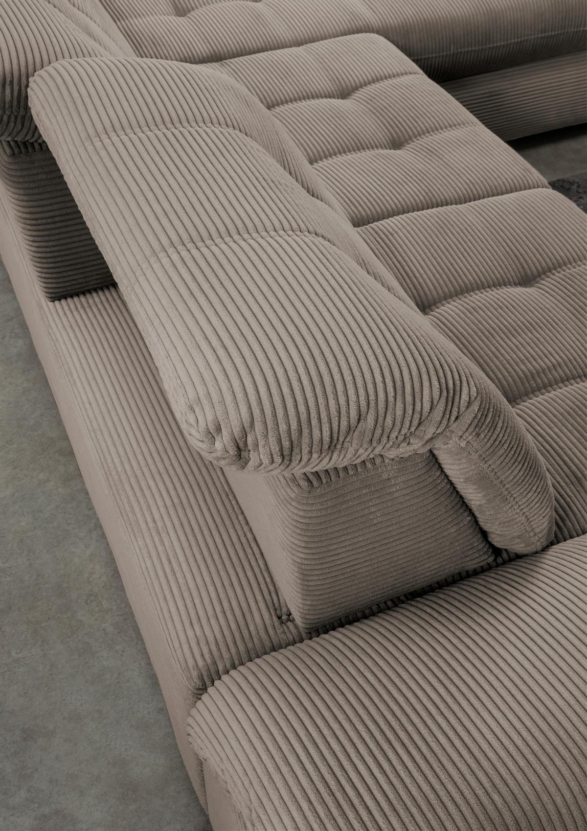 Ecksofa mit Bettkasten Rigatti ca. 314x184 cm Graubraun - Graubraun/Schwarz, MODERN, Textil/Metall (314/184cm) - Livetastic