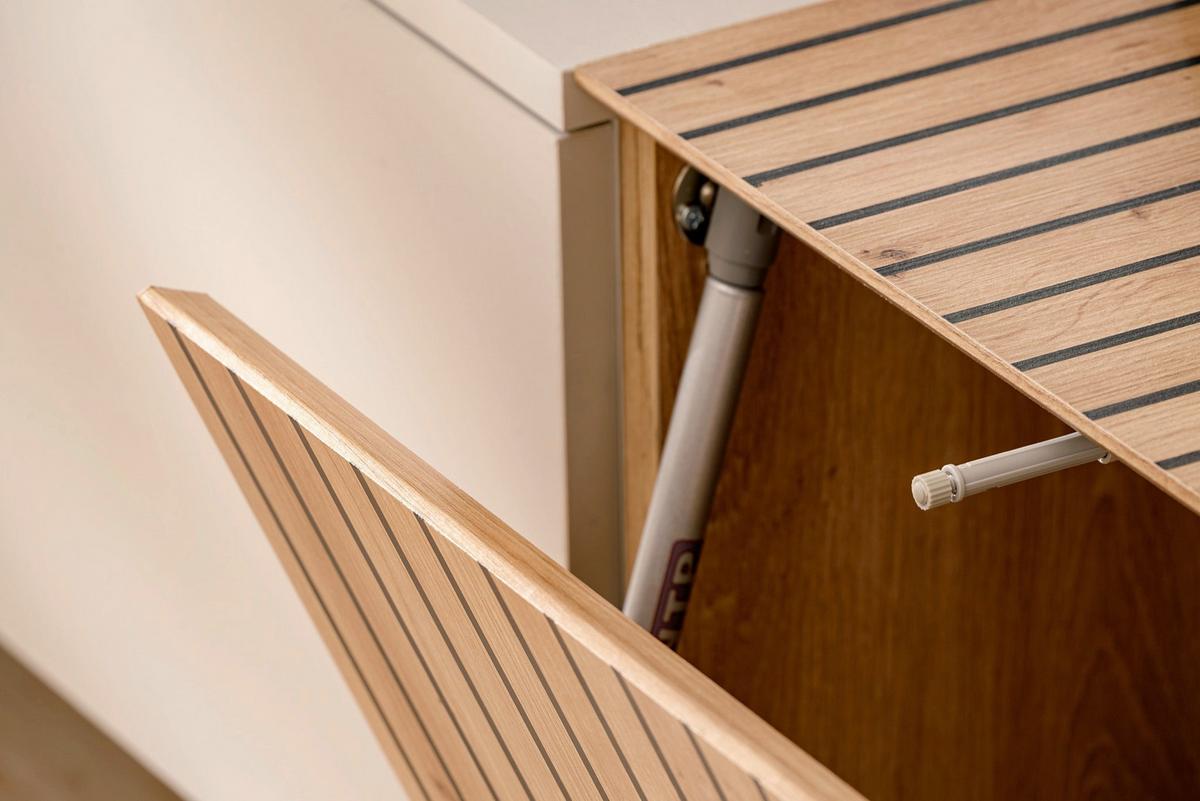 Ansamblu mobilier camera de zi SOLO - cașmir/stejar Artisan, Modern, material pe bază de lemn (180/130/40cm) - Bessagi