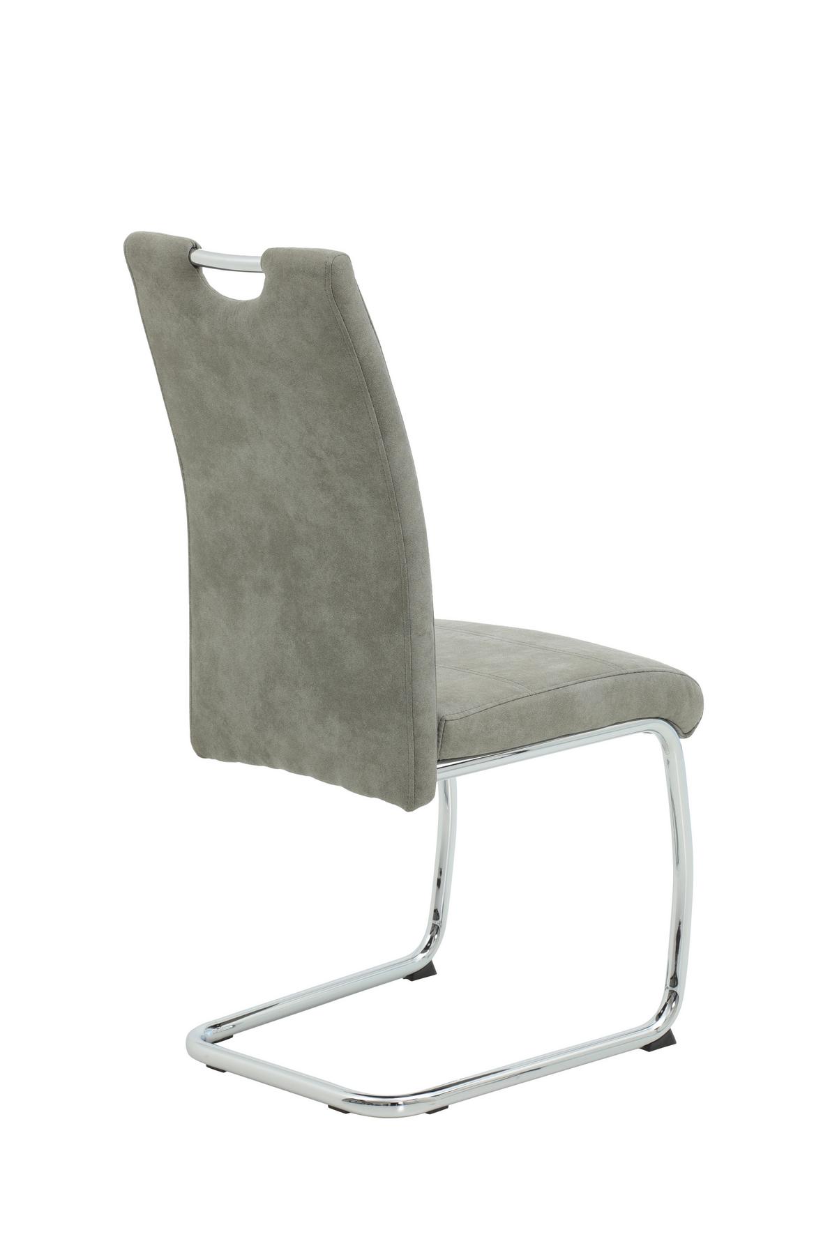 Schwingstuhl-Set Flora II S 2er-Set ca. 43x98 cm Grau - Chromfarben/Grau, MODERN, Textil/Metall (43/98/59cm) - MID.YOU
