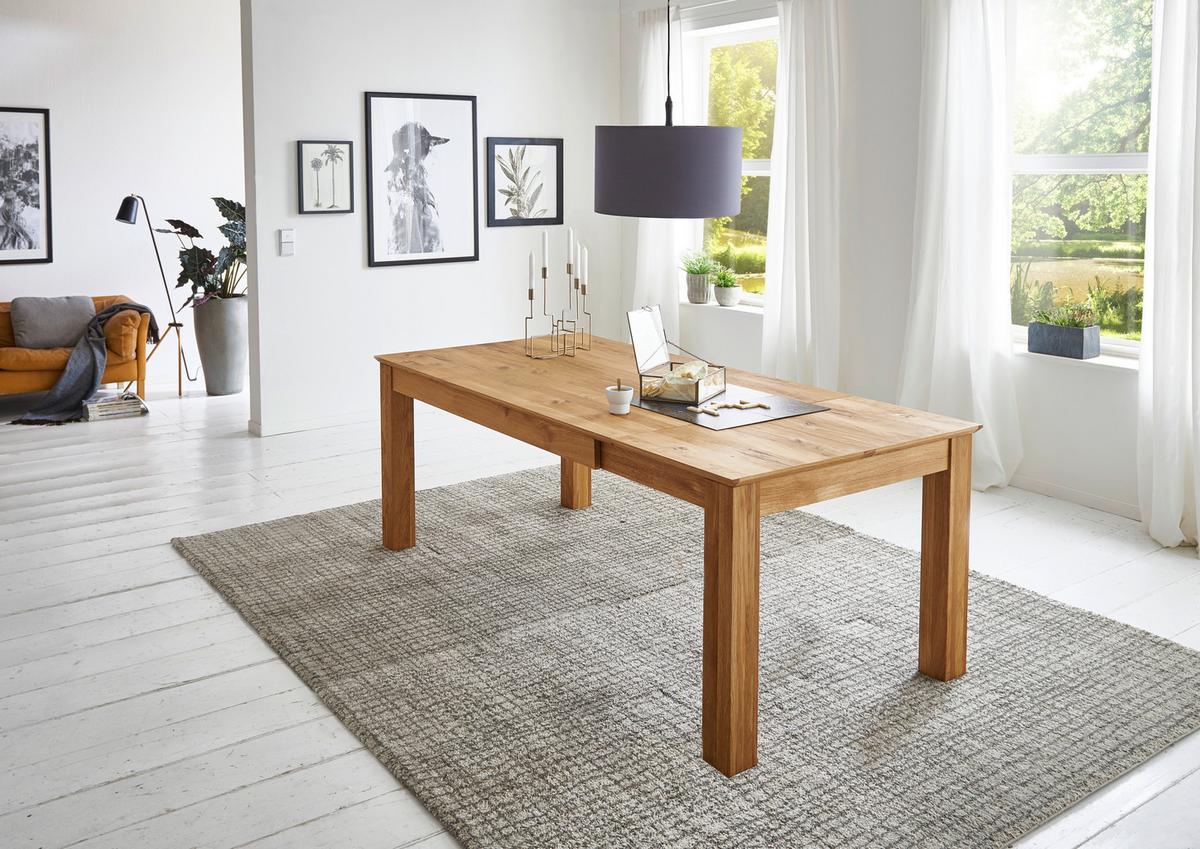 STÓŁ DO JADALNI FAMILIA - kolor dębowy, Konventionell, drewno (160-260/100/76cm) - Linea Natura
