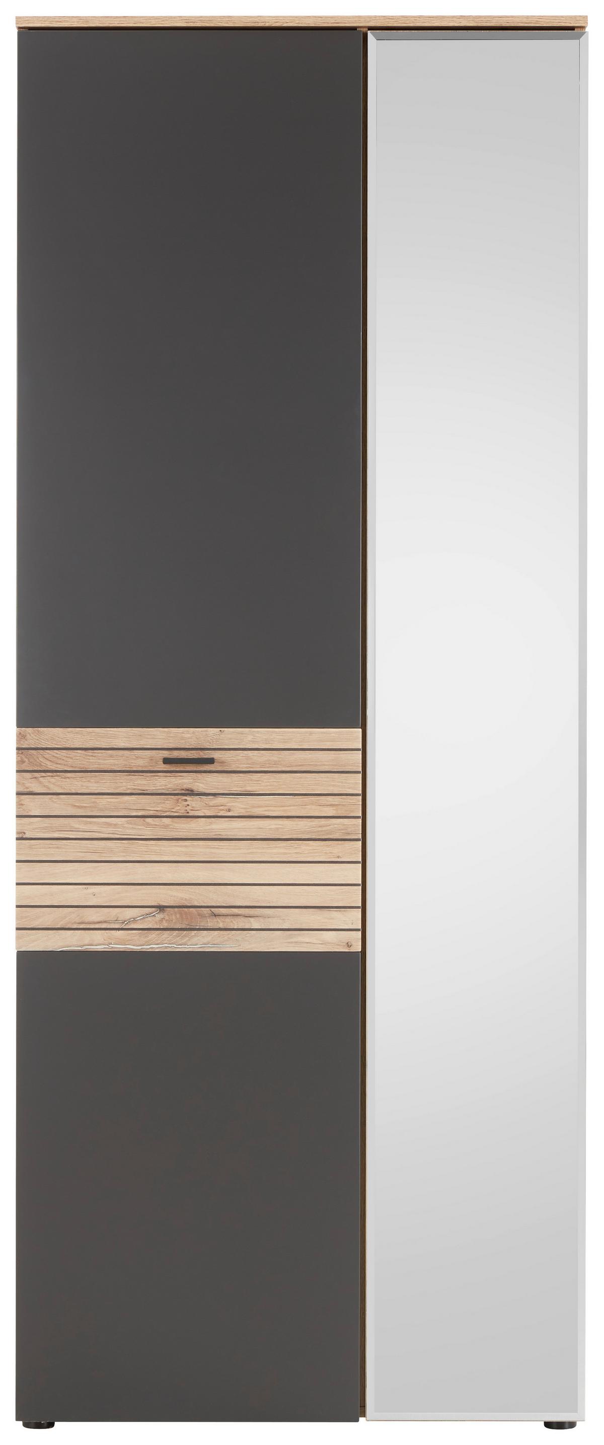 Garderobenschrank in Graphitfarben/Eichefarben - Eichefarben/Graphitfarben, Modern (82/204/38cm) - Premium Living