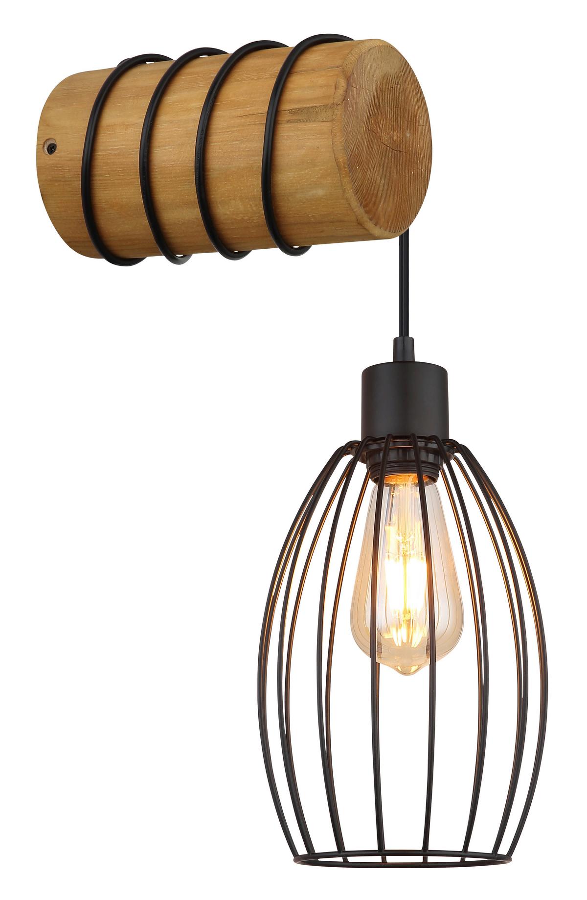 Zidna Svjetiljka Berti - smeđa/crna, Design, drvo/metal (16/27/59cm) - Globo