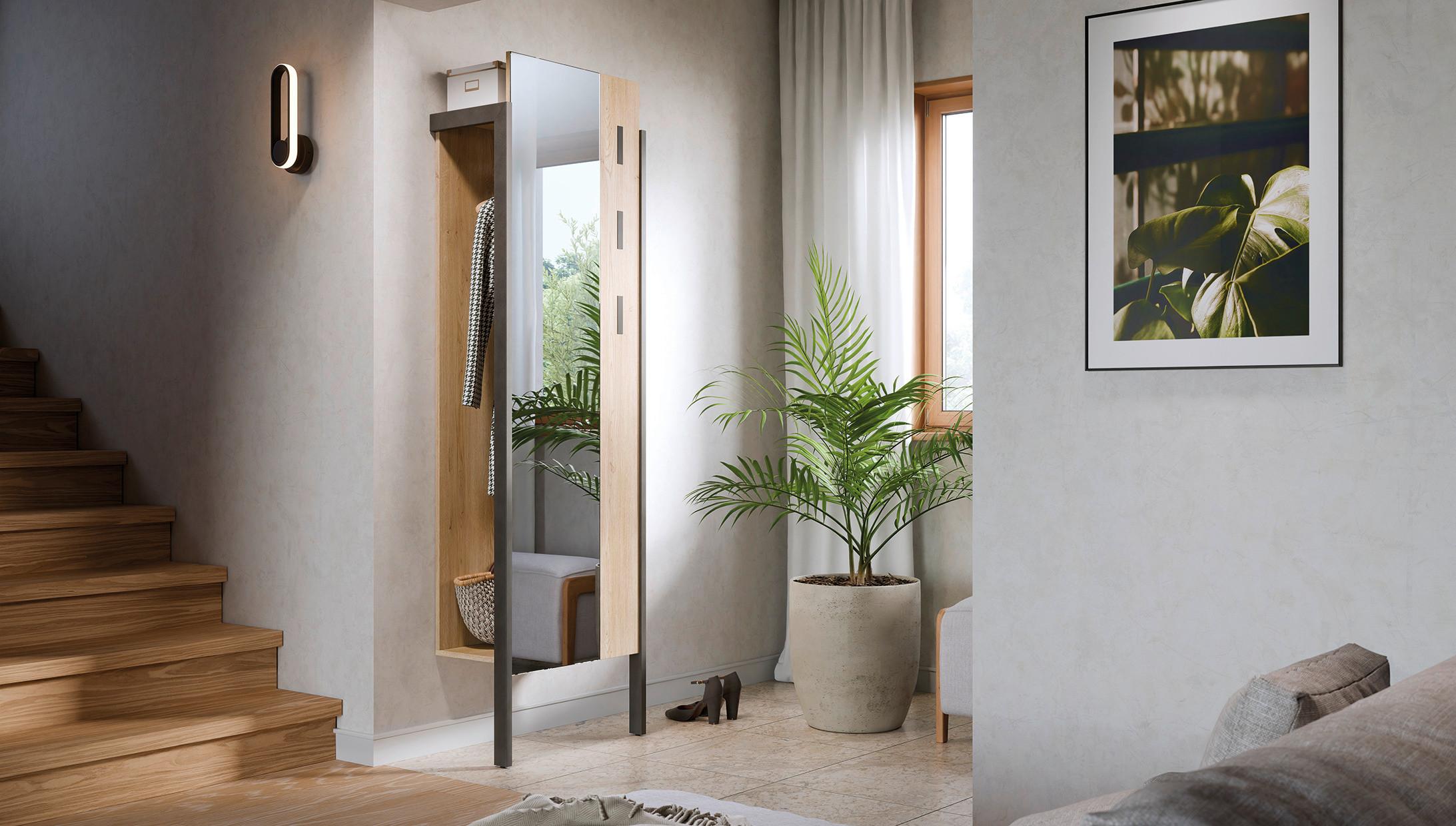 Panou cuier SARINA - argintiu/crem, Trend, material pe bază de lemn (59,4/200/31,5cm) - Modern Living