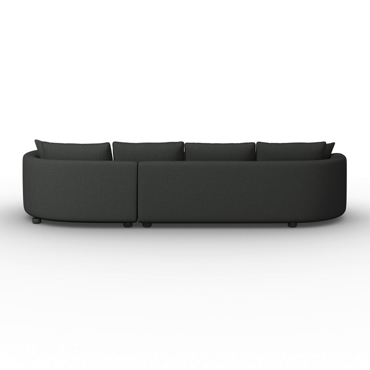 Wohnlandschaft Nilas Schwarz Chenille mit Hocker - Schwarz, MODERN, Holz/Textil (322/80/154cm) - Bessagi Home