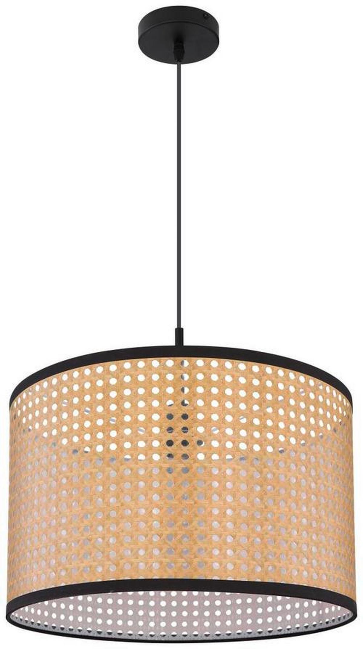 Viseča Svetilka 15426h1 Grizzana - črna/naravne barve, Natur, kovina/umetna masa (45/140cm) - Globo
