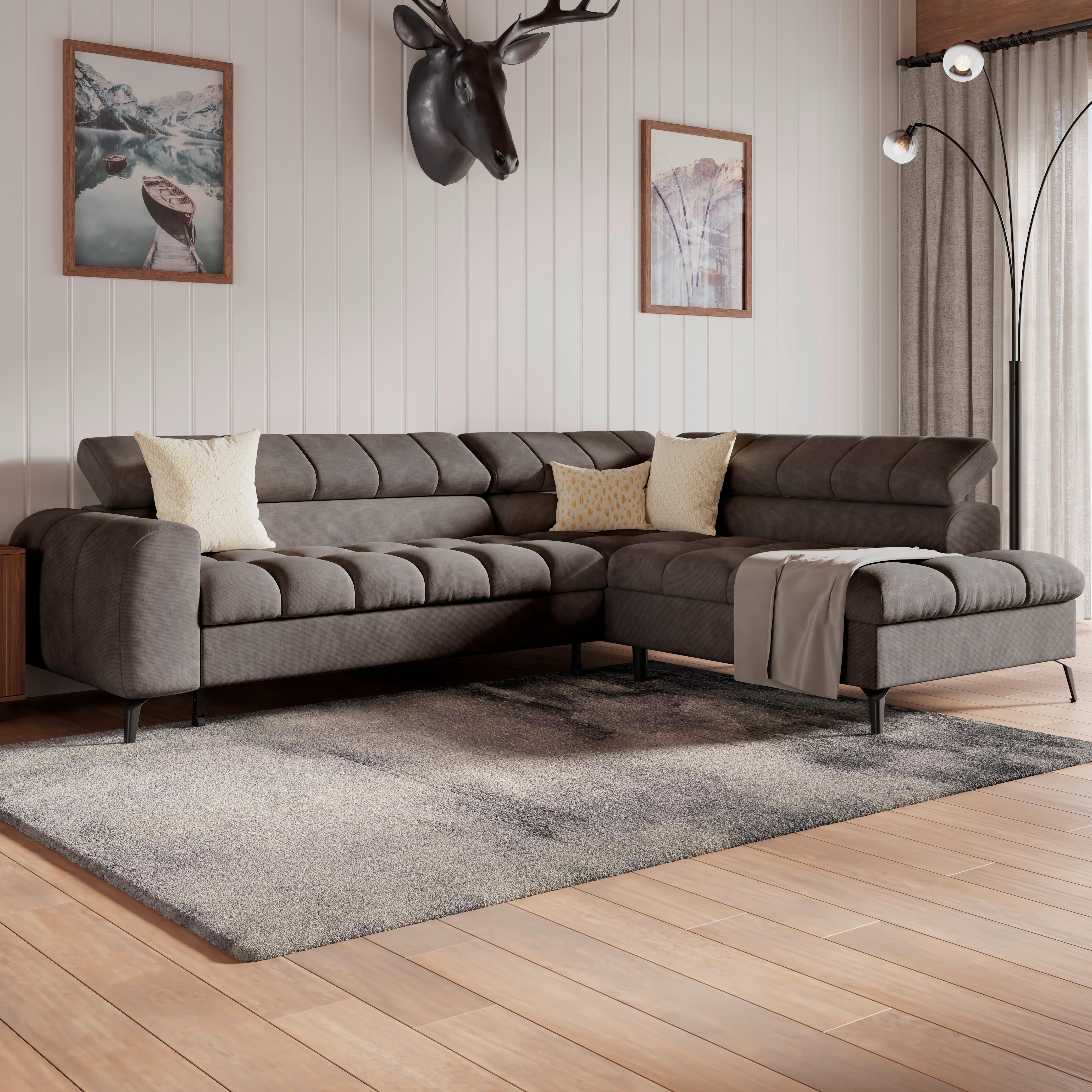 Kutna Garnitura Volf - crna, Trend, tekstil/metal (261/203cm)