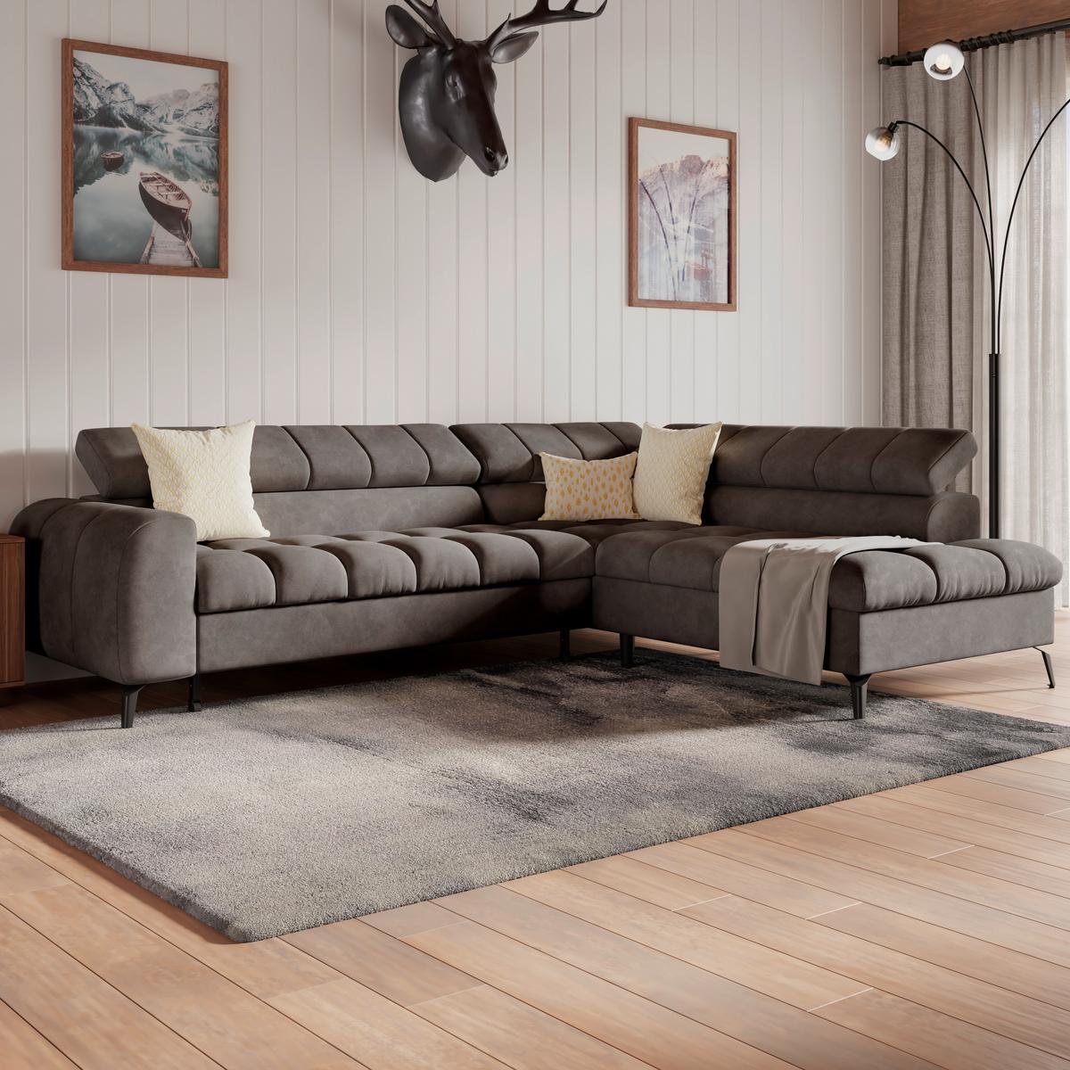 Kutna Garnitura Volf - crna, Trend, tekstil/metal (261/203cm)