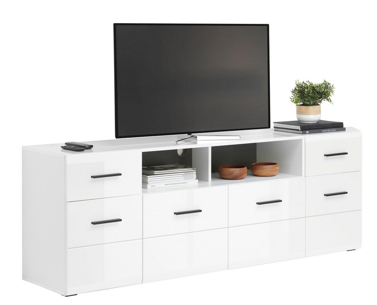 Tv-element Avanti, Bela - bela/antracit, Moderno, umetna masa/leseni material (180/63,7/41,6cm) - Hom`in