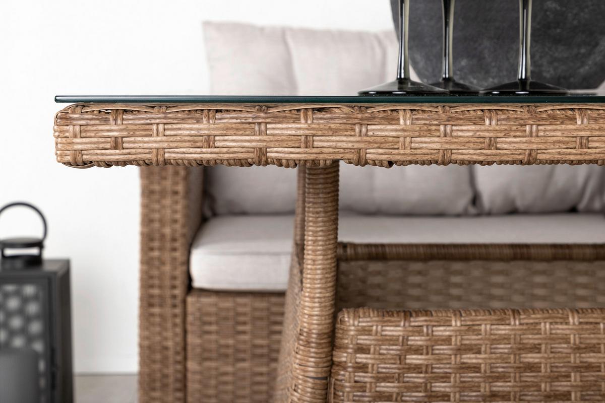Loungegarnitur Watford Brau/Hellgrau - Braun, KONVENTIONELL, Holz - Gardenson