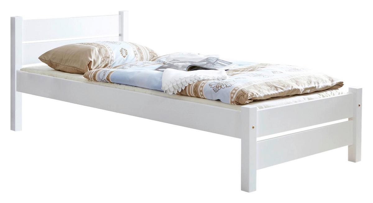 Bett "Bora", aus Kiefer, weiß - Weiß, Natur, Holz (90/200cm) - MID.YOU