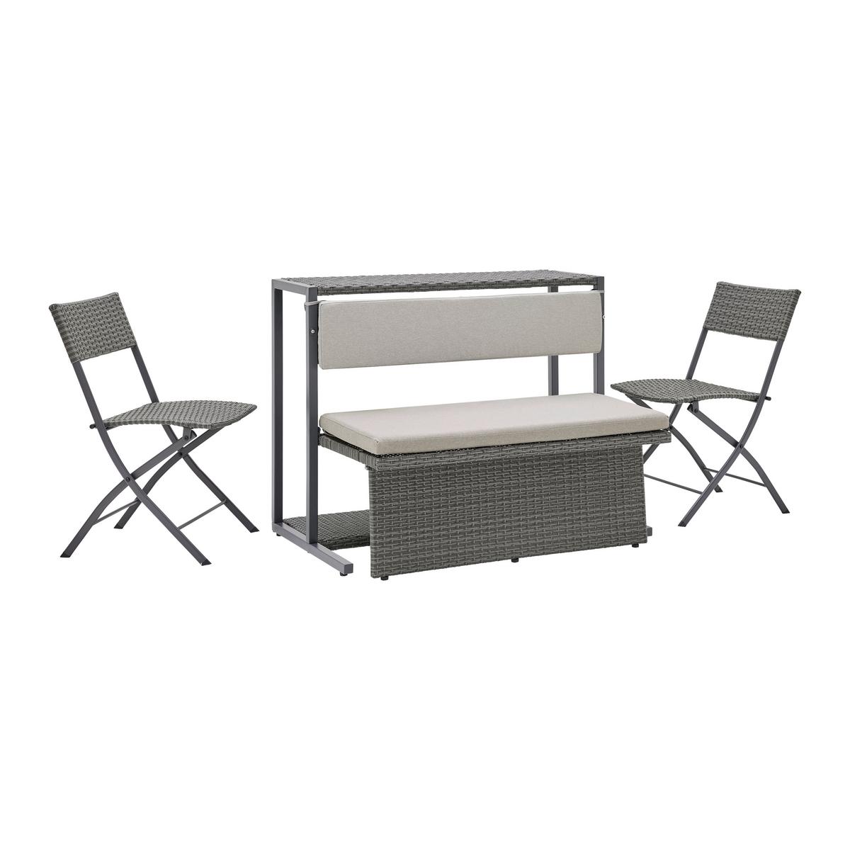 Set balcon Mario - gri deschis/gri, Modern, plastic/metal (110/86,5/80cm) - Bessagi Garden