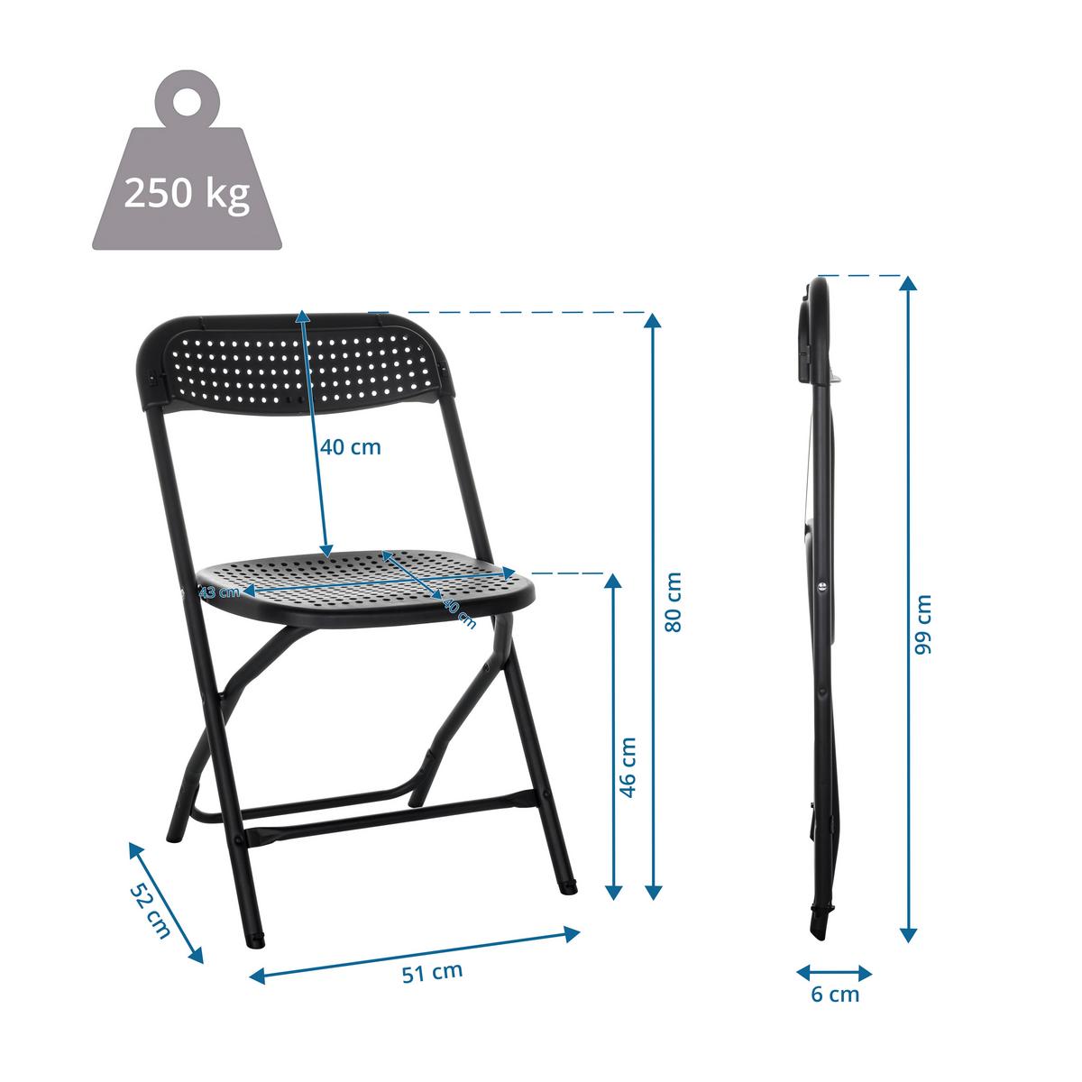 Zložljiv Stol Tudela Xxl Pro, Črna - črna, Basics, umetna masa (51/80/52cm) - MID.YOU