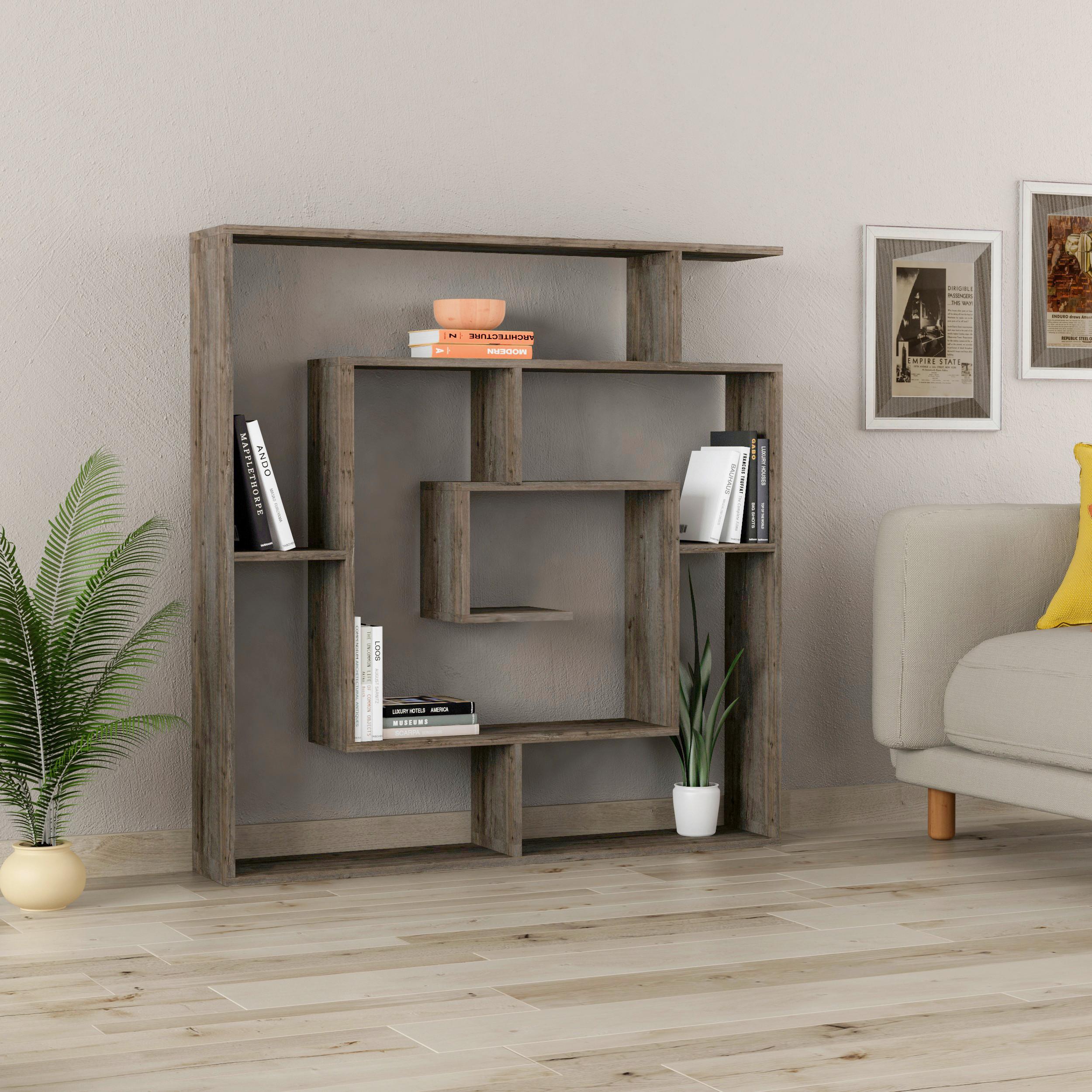 Knjižna Omara Labirent, Barva Temnega Hrasta - temni hrast, Design, leseni material (125/129/22cm) - Livetastic