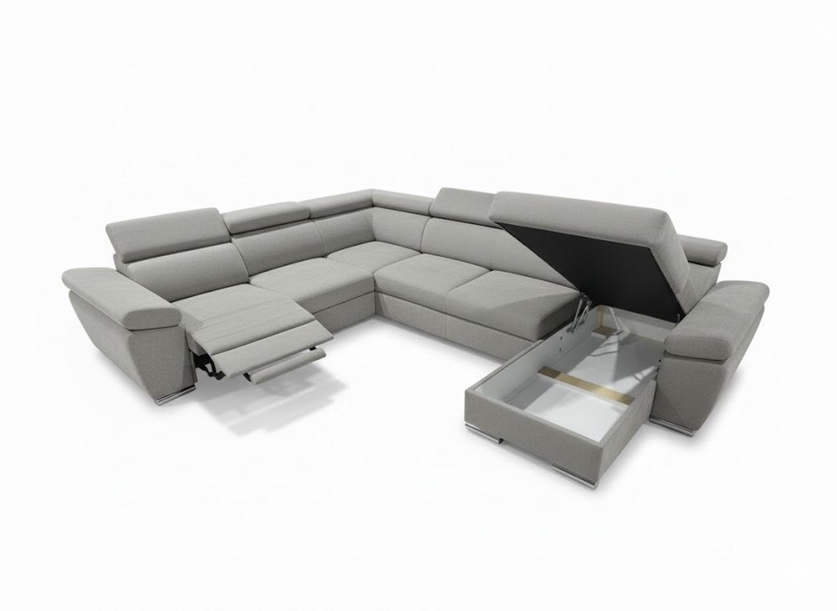 Ülőgarnitúra Palermo - szürke, Modern, textil/fa (338/271/170cm)