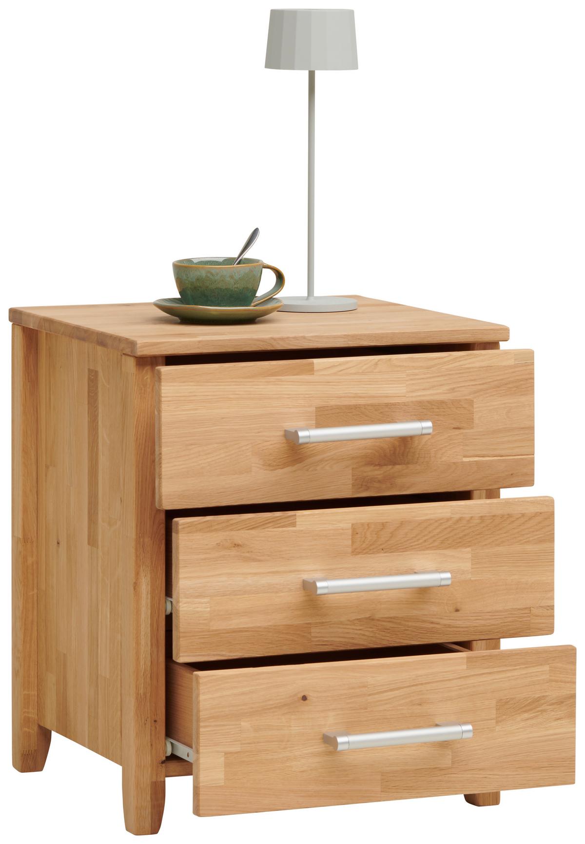 SZAFKA NOCNA FRANZ - kolor dębowy/kolor chromowy, Natur, tworzywo sztuczne/drewno (45/55/42cm) - Livetastic