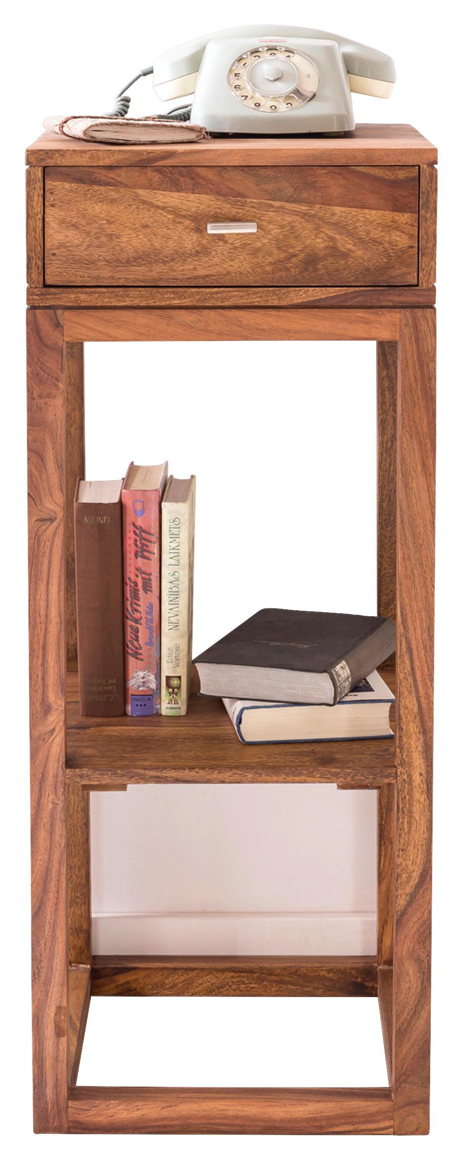 Mizica Mumbai - srebrne barve/barve indijskega rožnega lesa, Design, kovina/les (35/35/90cm) - MID.YOU