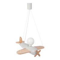 Kinderhängeleuchte Flugzeug Grau/Naturfarben max. 60 Watt - Naturfarben/Grau, Basics, Holz (42/41/75cm)