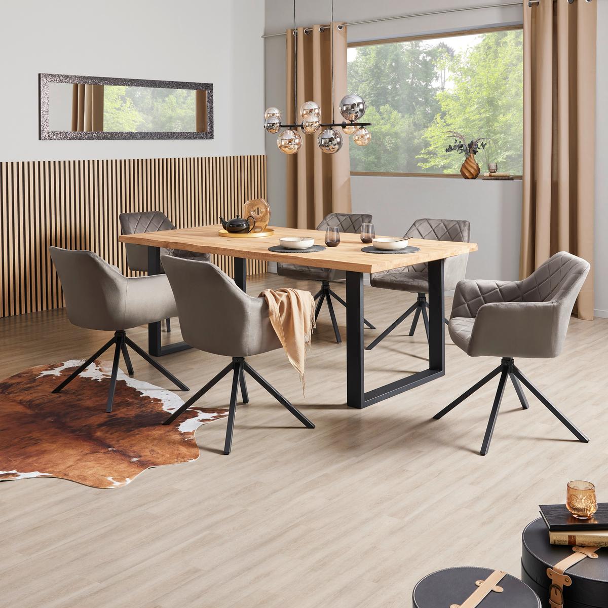 Masă WOOD 200 - culoare natur/negru, Konventionell, lemn/metal (200/75/100cm) - James Wood