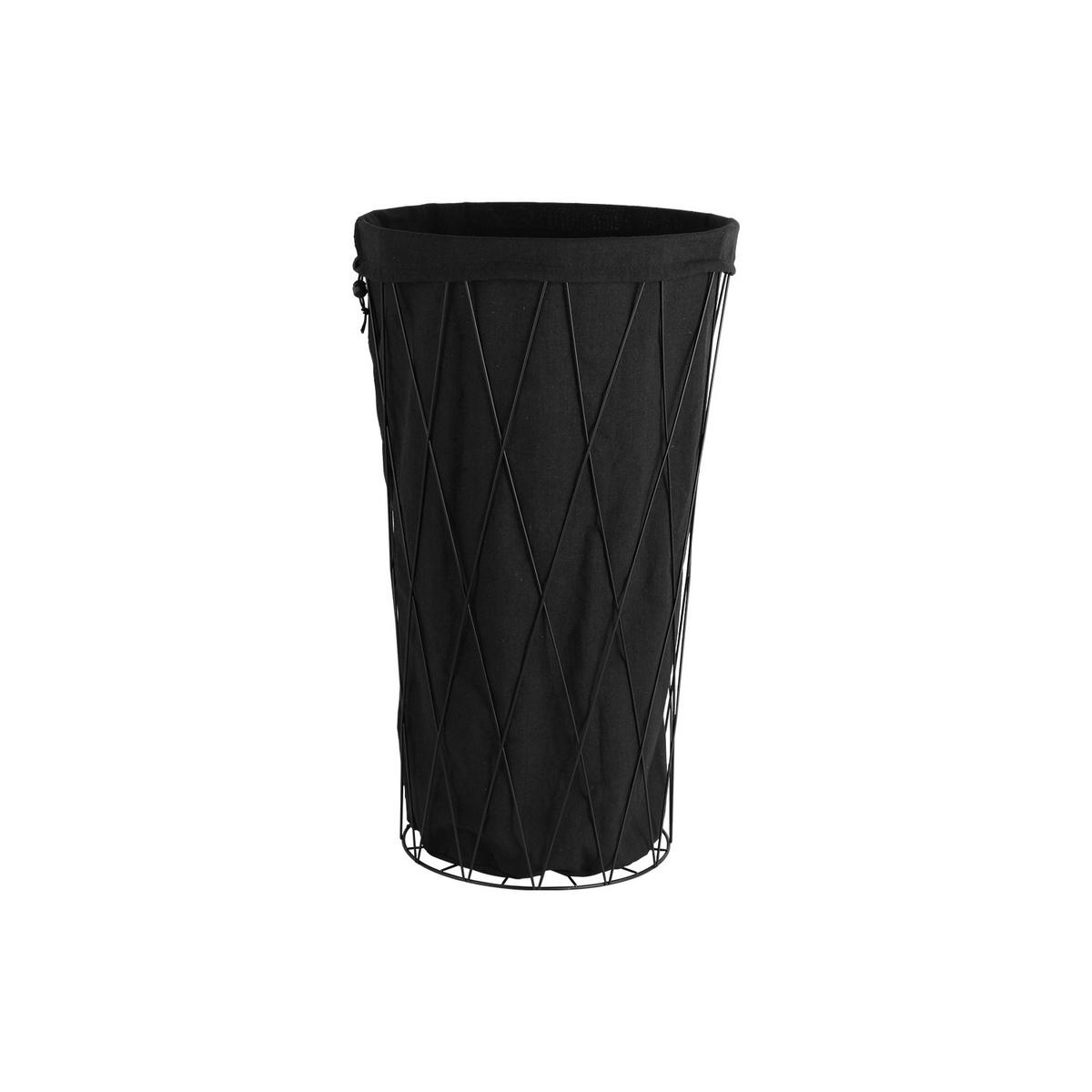 Wäschetonne Glamour Schwarz - Schwarz, Modern, Kunststoff/Textil (30-40/69.5cm) - Modern Living