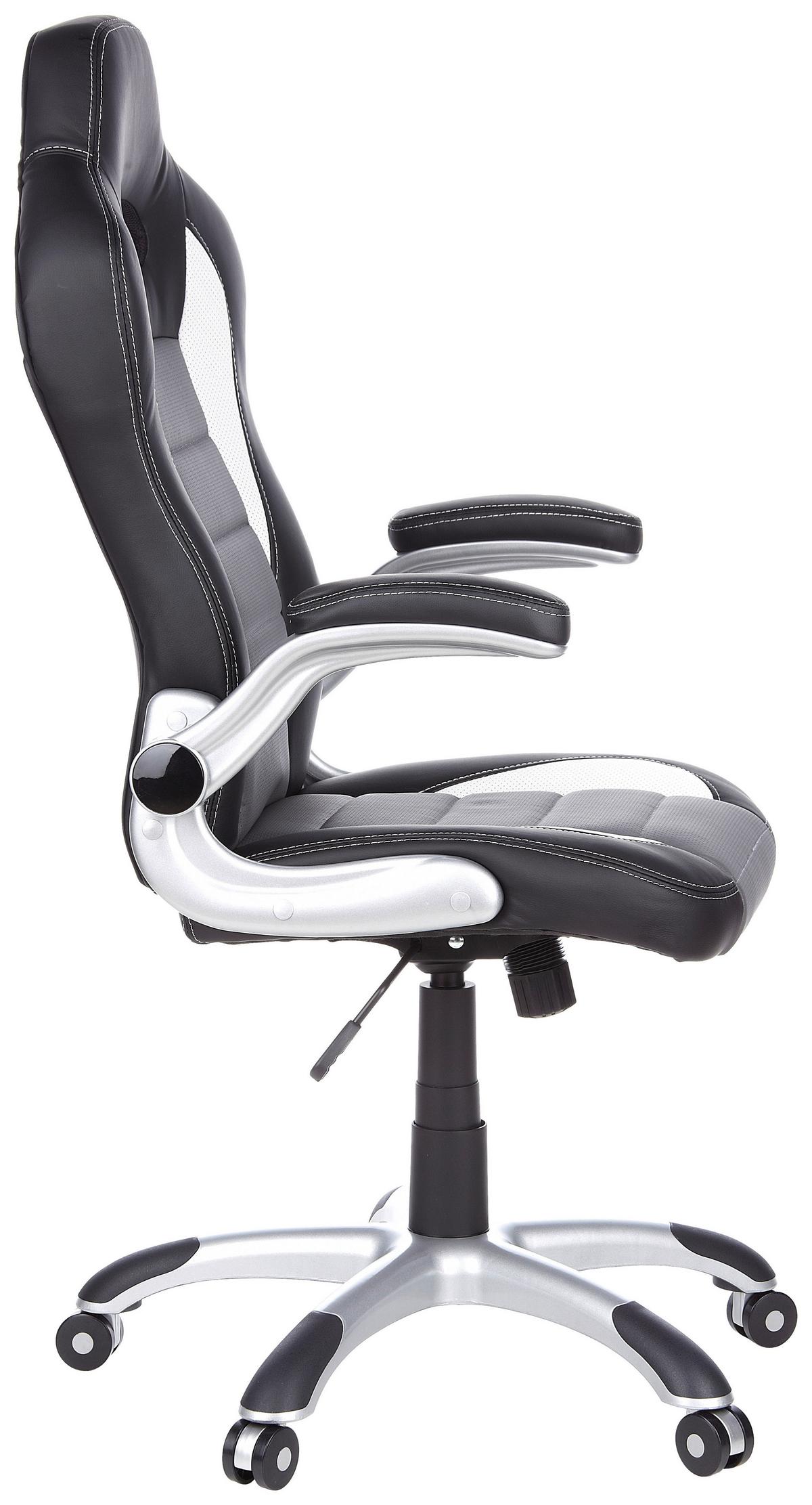 Gaming Stol Game Sport, Črna, Bela, Siva - siva/črna, Moderno, umetna masa/tekstil (64/118/57cm) - MID.YOU