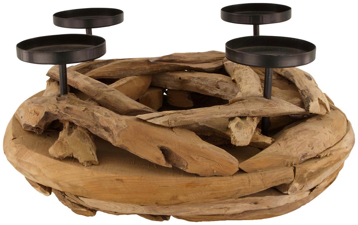ŚWIECZNIK 50687-017 - kolor naturalny, Basics, drewno (38/17cm)